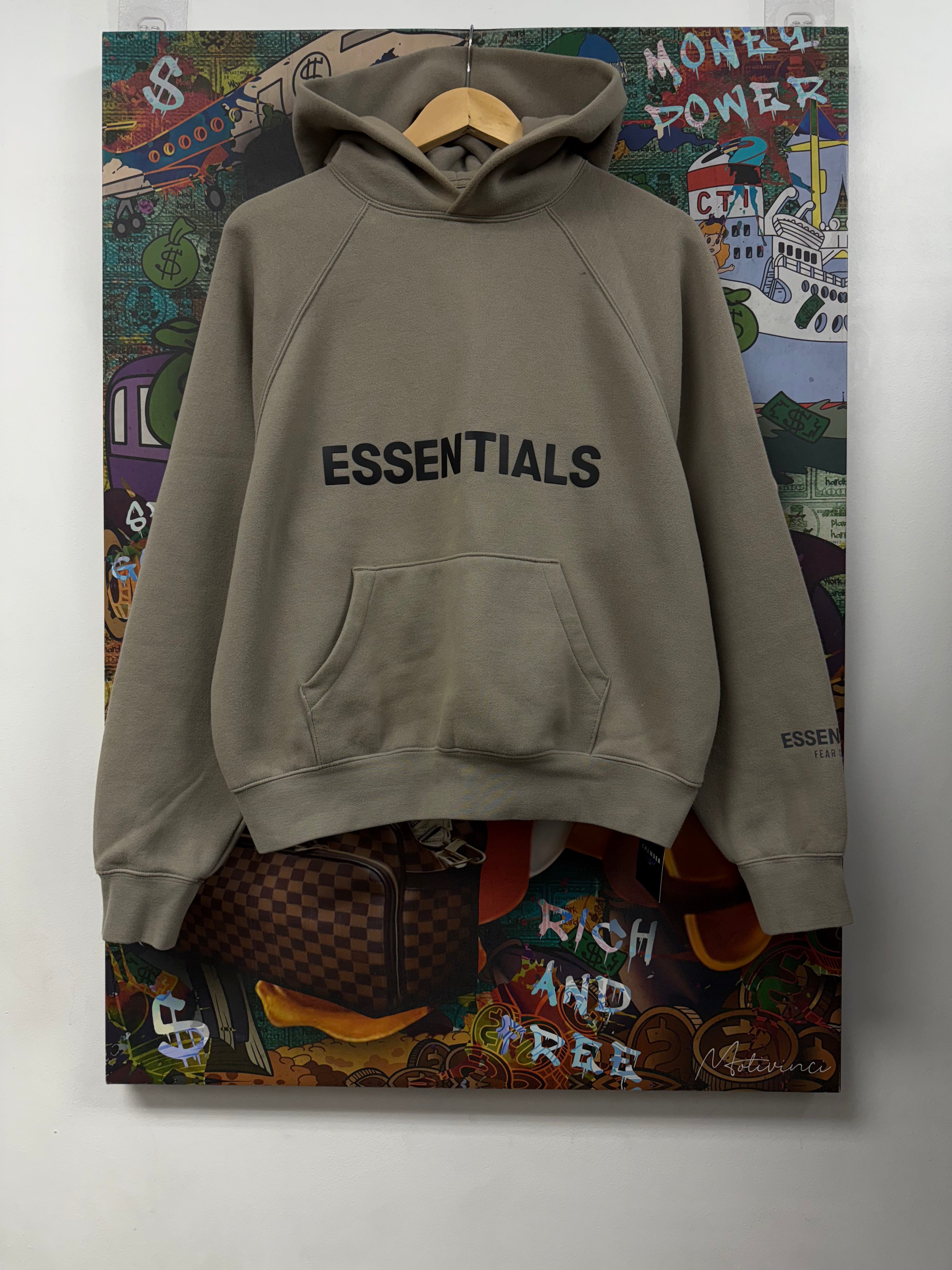 Essentials Tan Applique Logo Hoodie