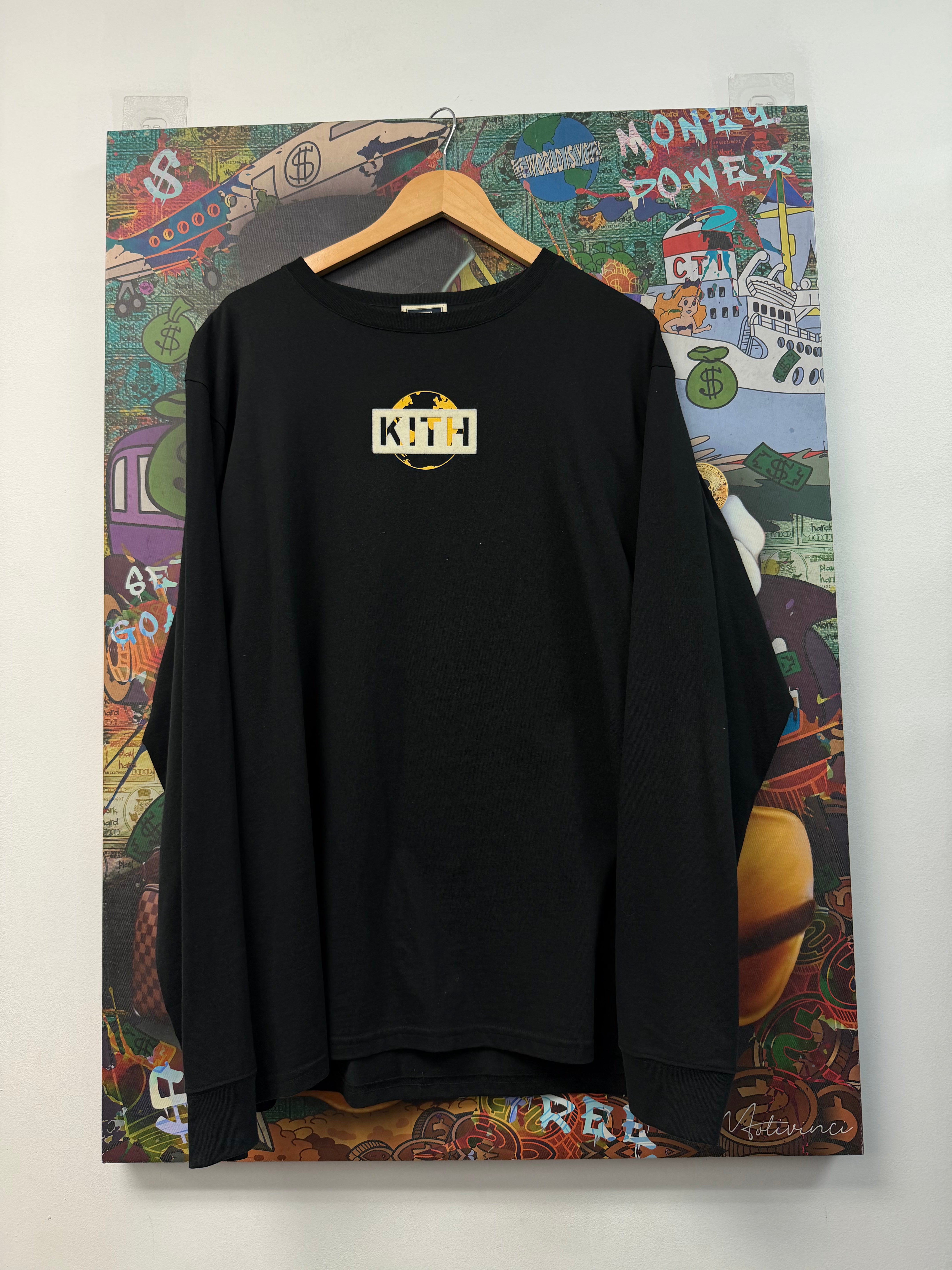 Kith Black Yellow World Box Logo Long Sleeve