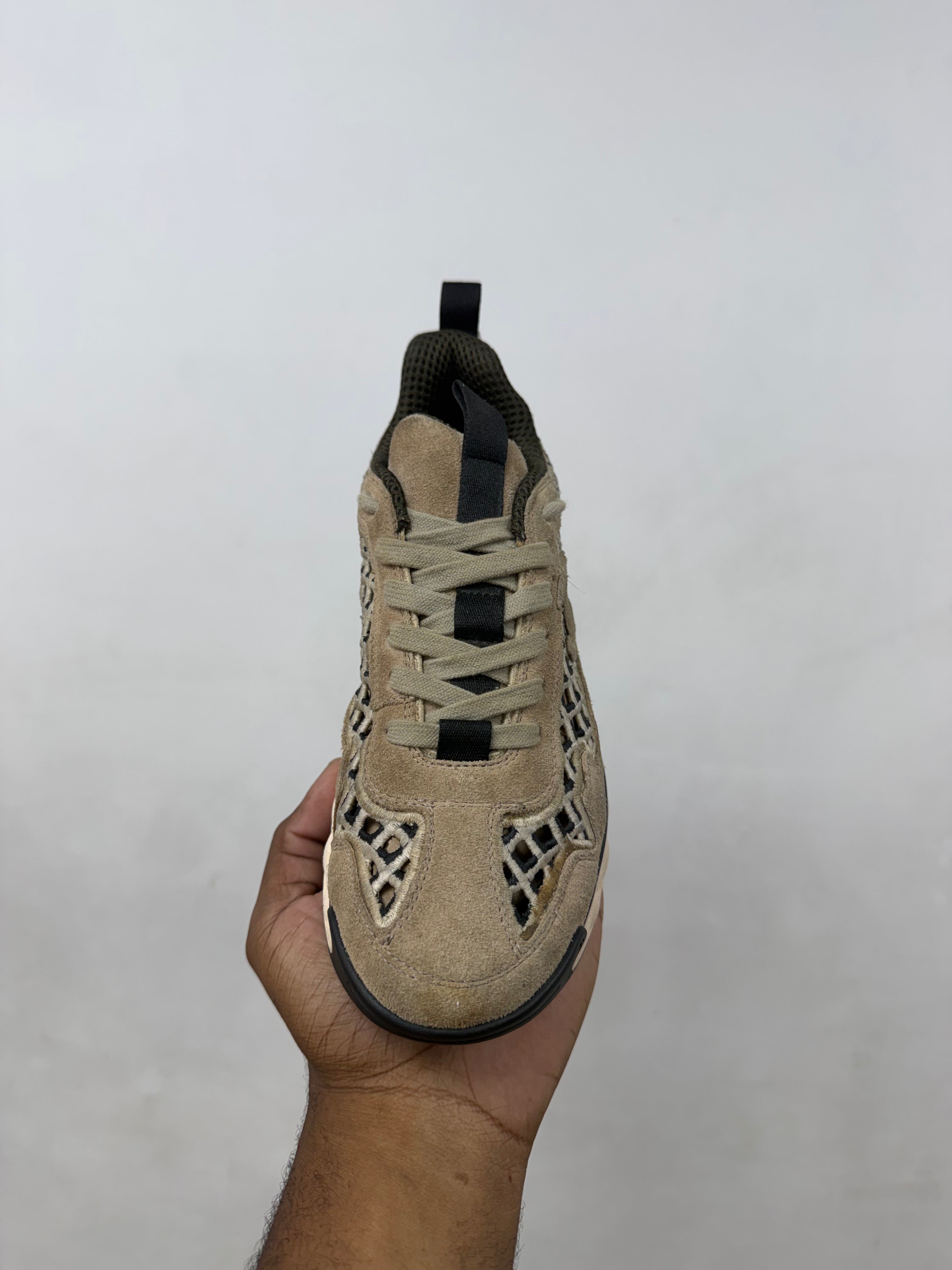 Chanel Tan Black Knit CC Logo Runner Sneakers