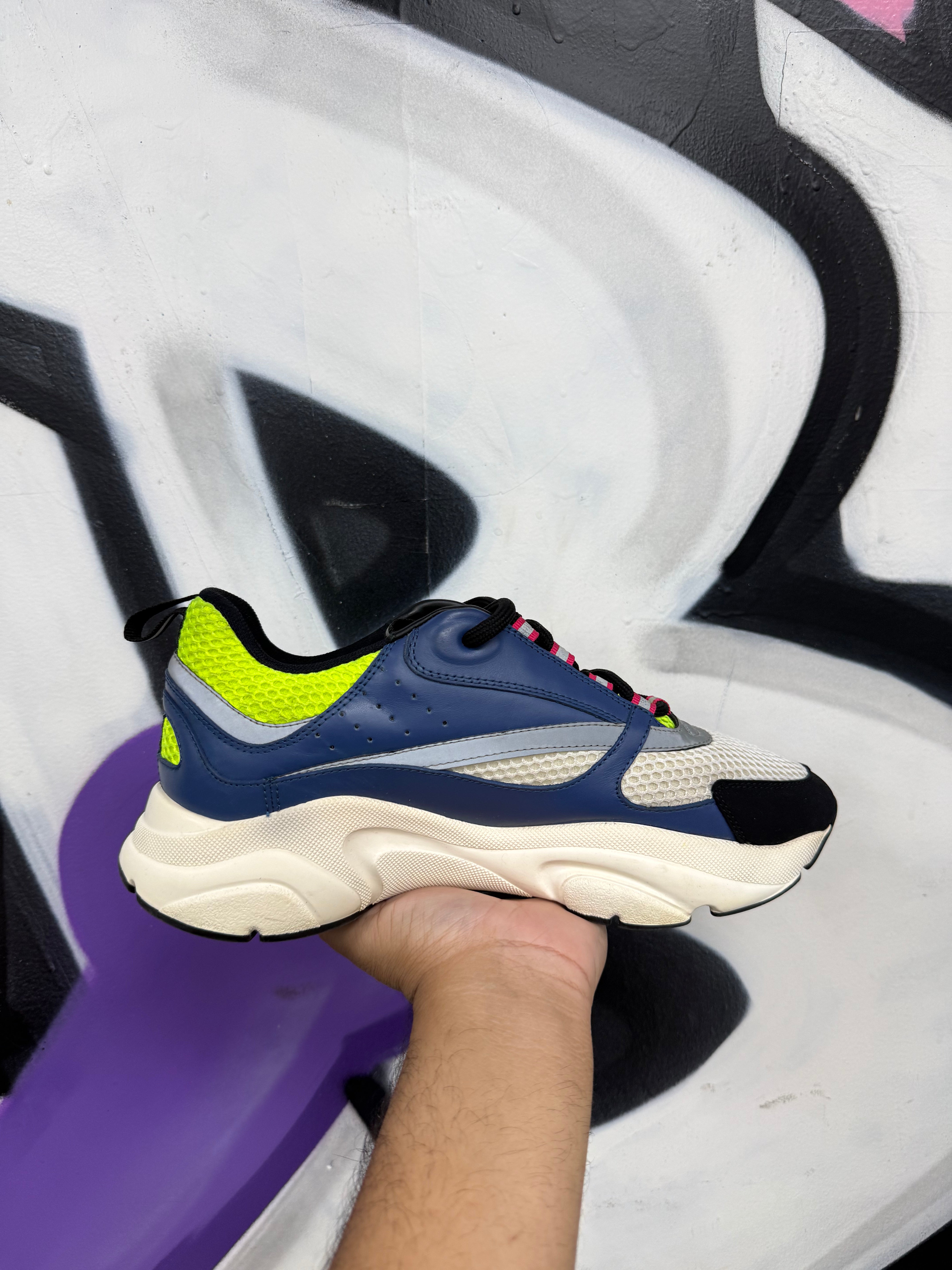 Dior B22 Blue Lime Pink Sneakers