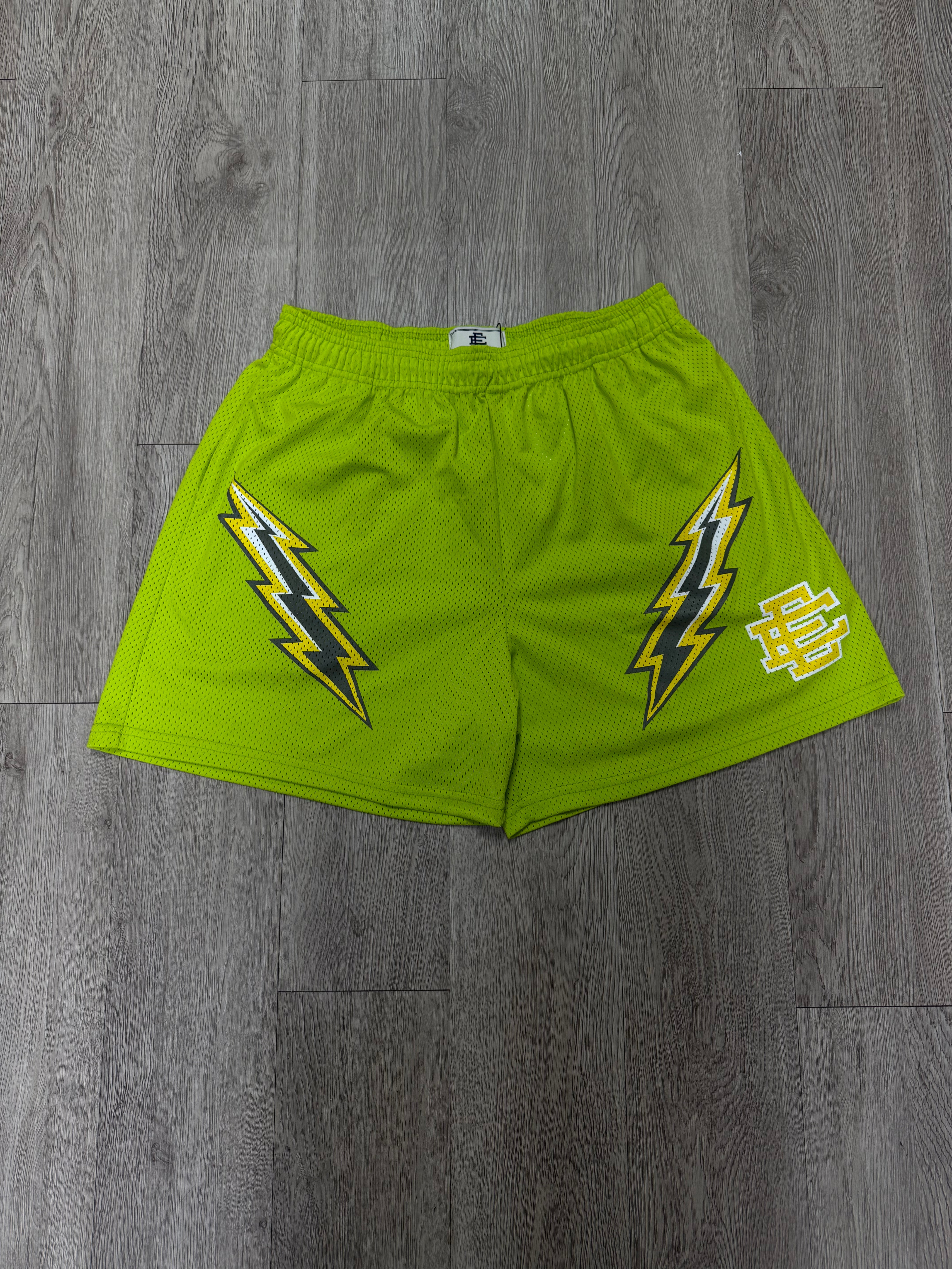 Eric Emanuel Neon Yellow Bolt Shorts