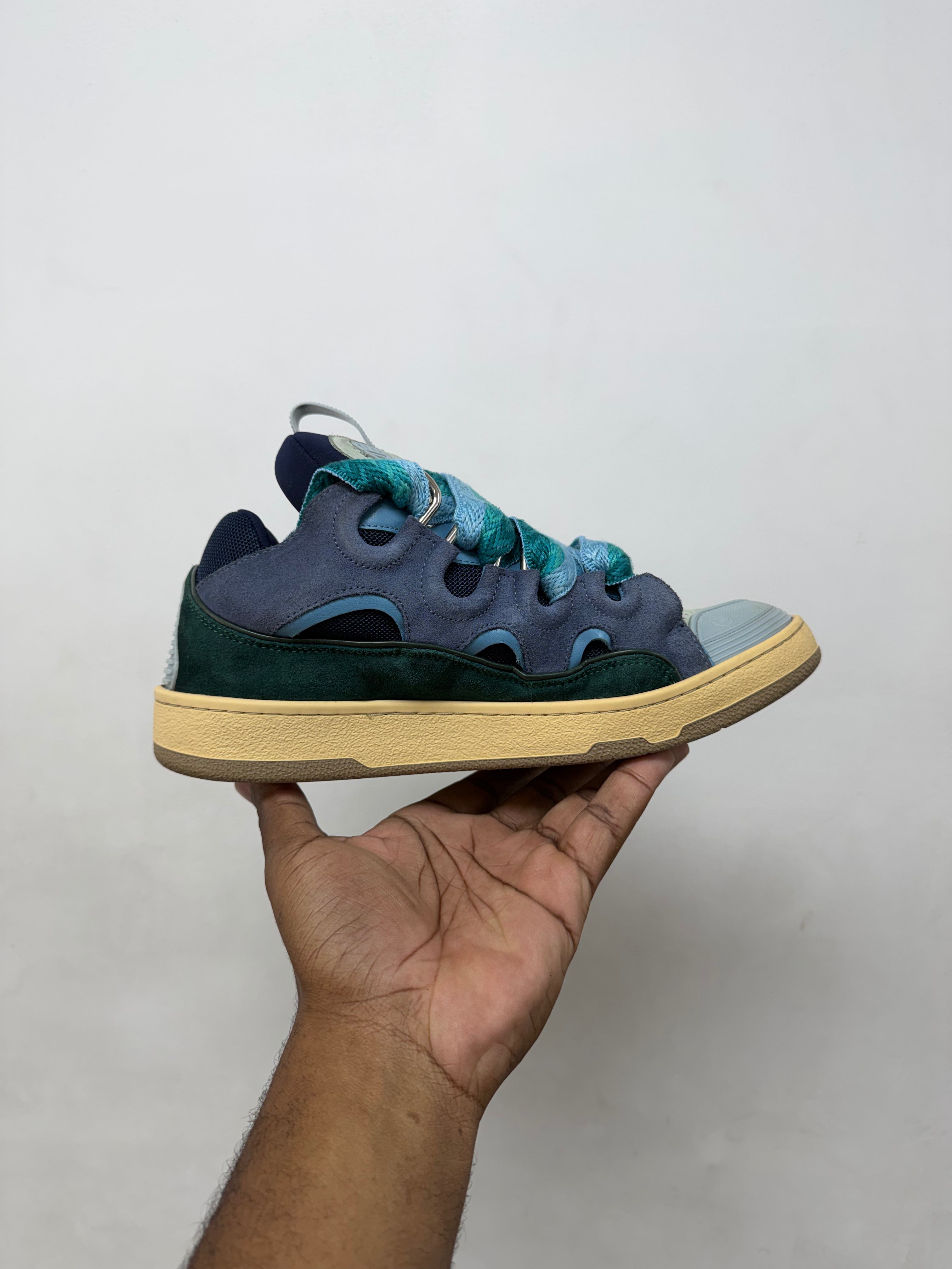 Lanvin Curb Teal Blue Sneakers