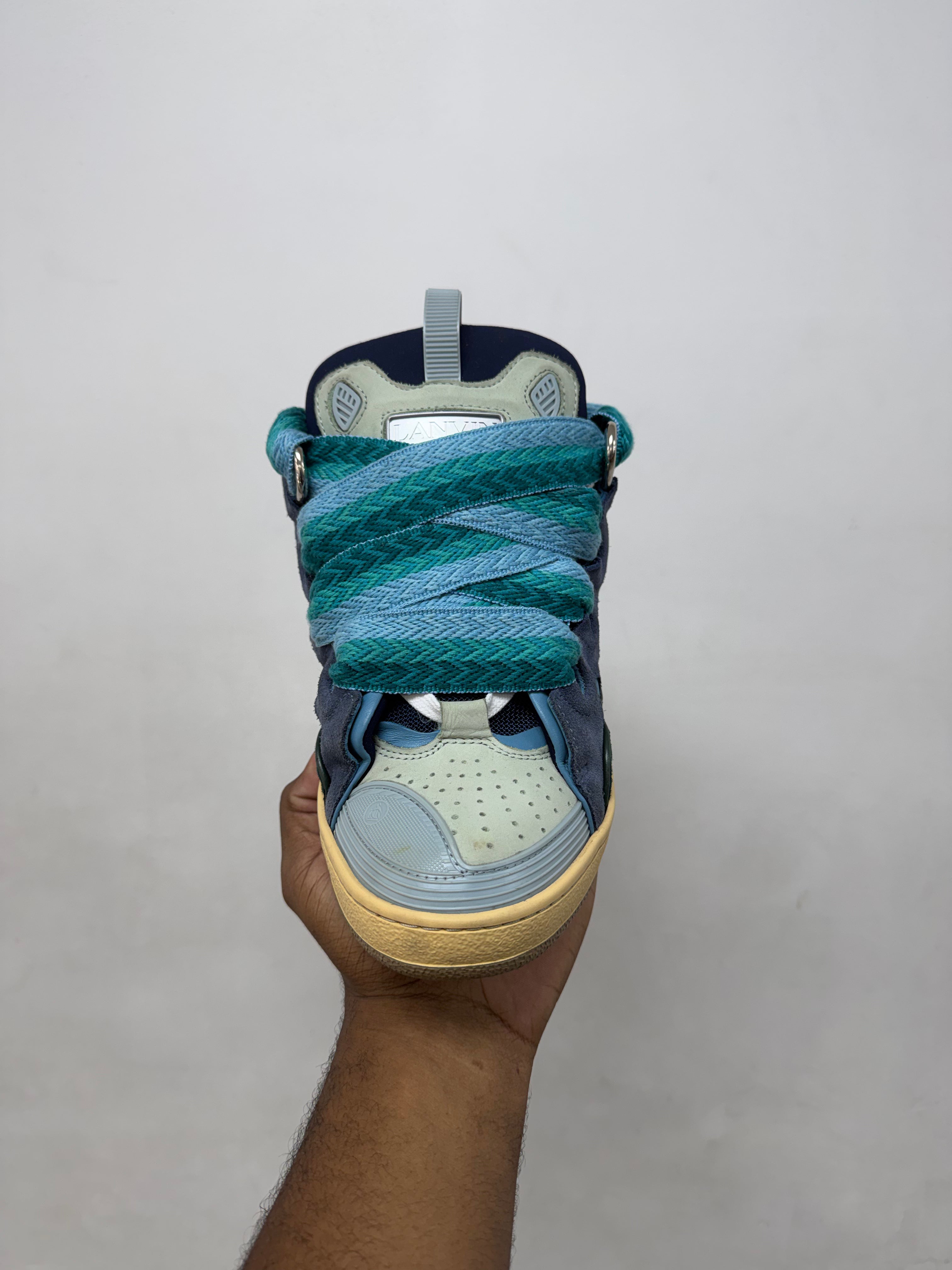 Lanvin Curb Teal Blue Sneakers