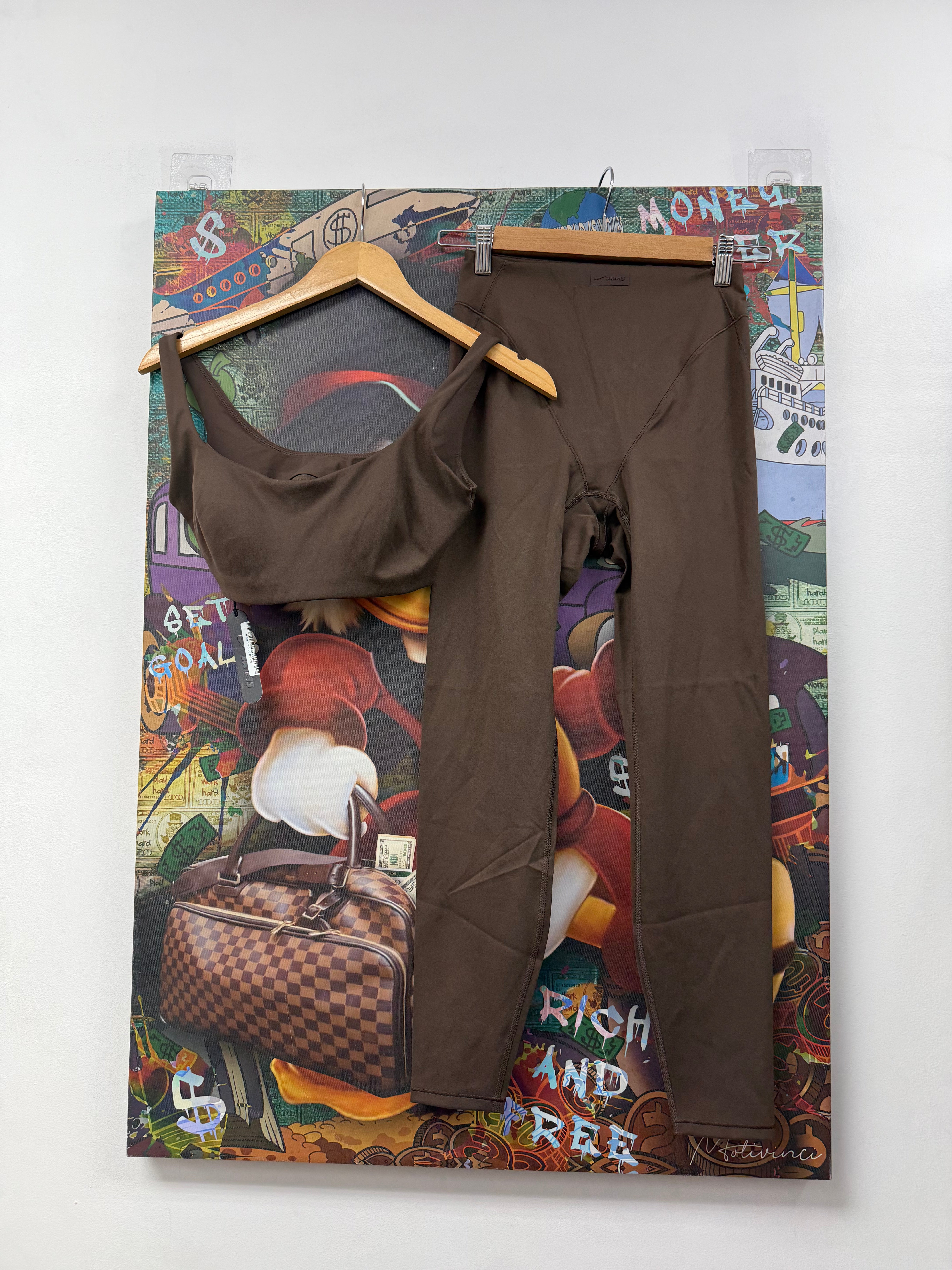 Skims x Nike Brown Sports Bra & Leggings Set
