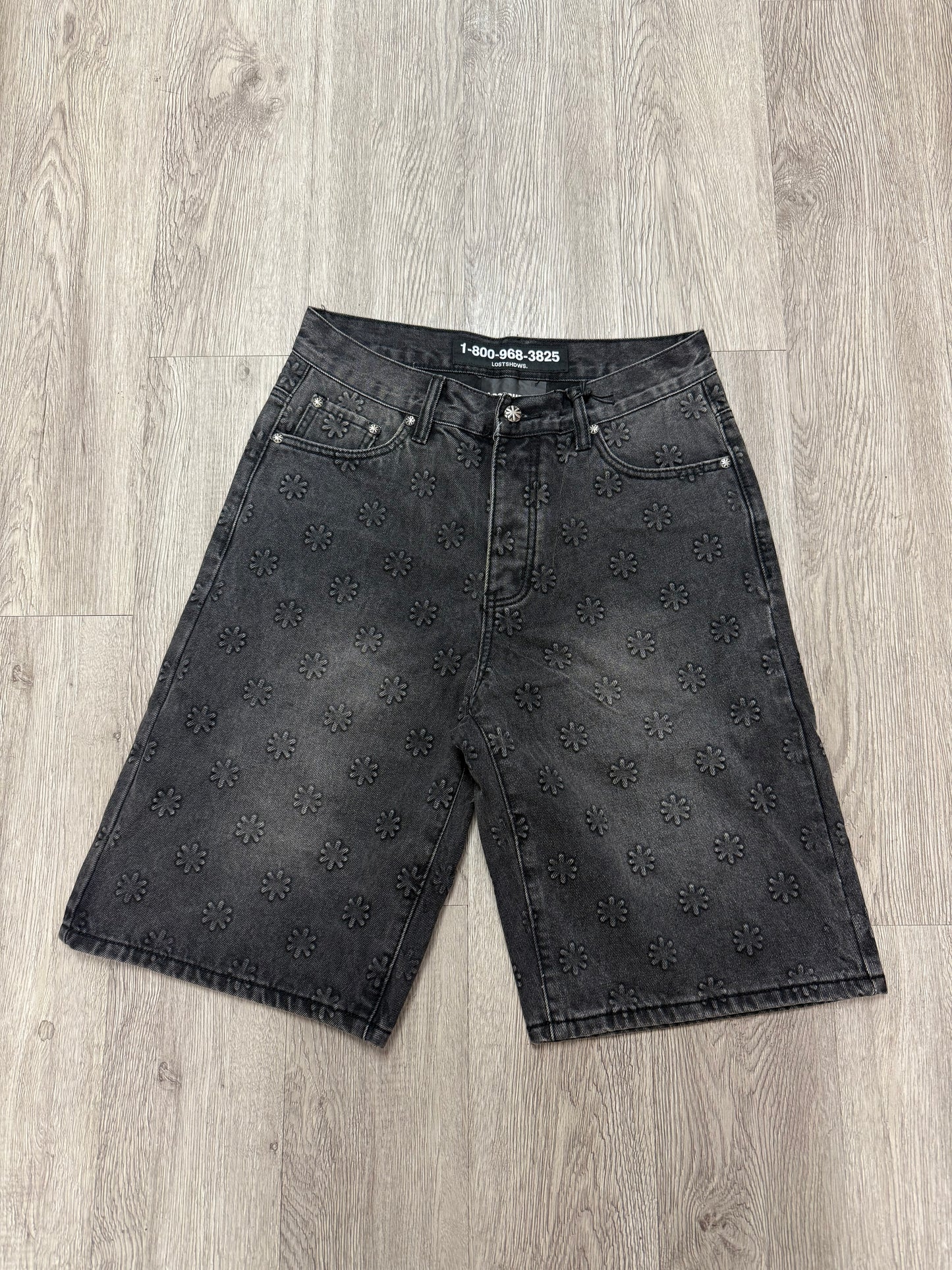 LOST SHDWS Embossed Black Shorts