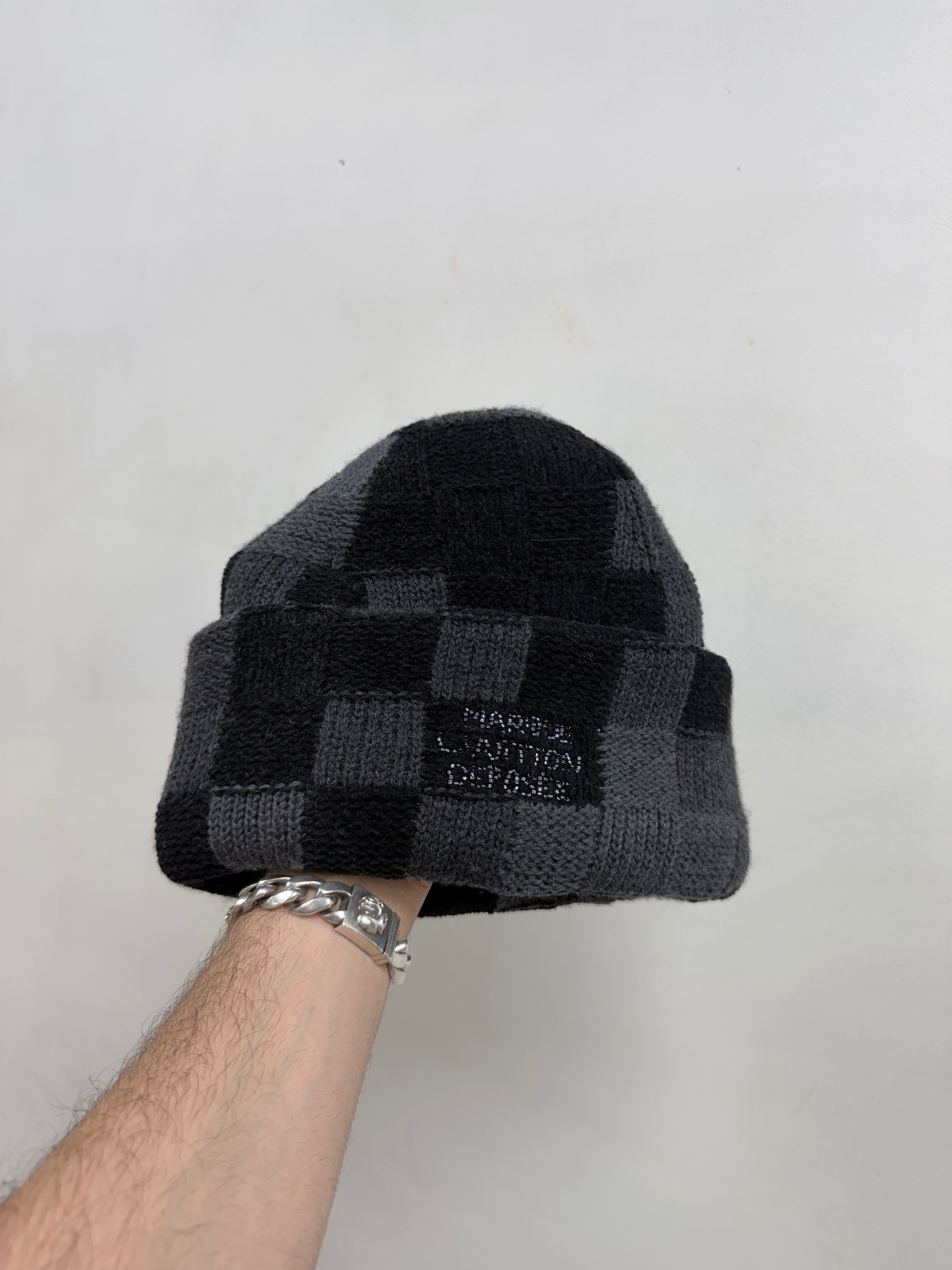 Louis Vuitton Black Damier Crush Beanie