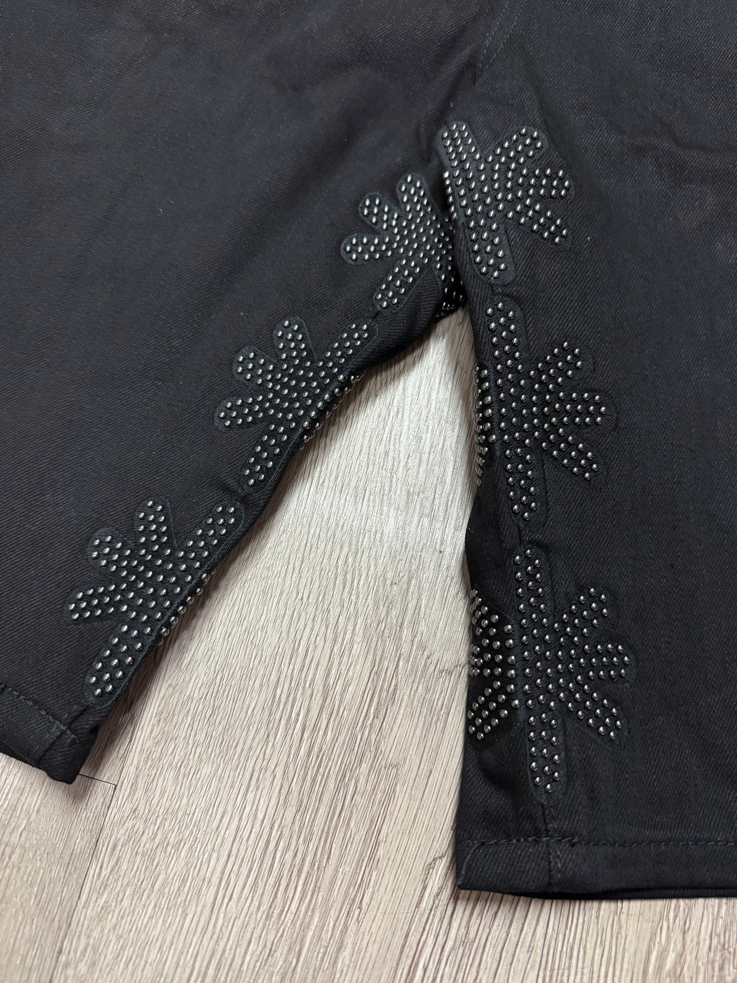 LOST SHDWS Studded Black Jean Shorts