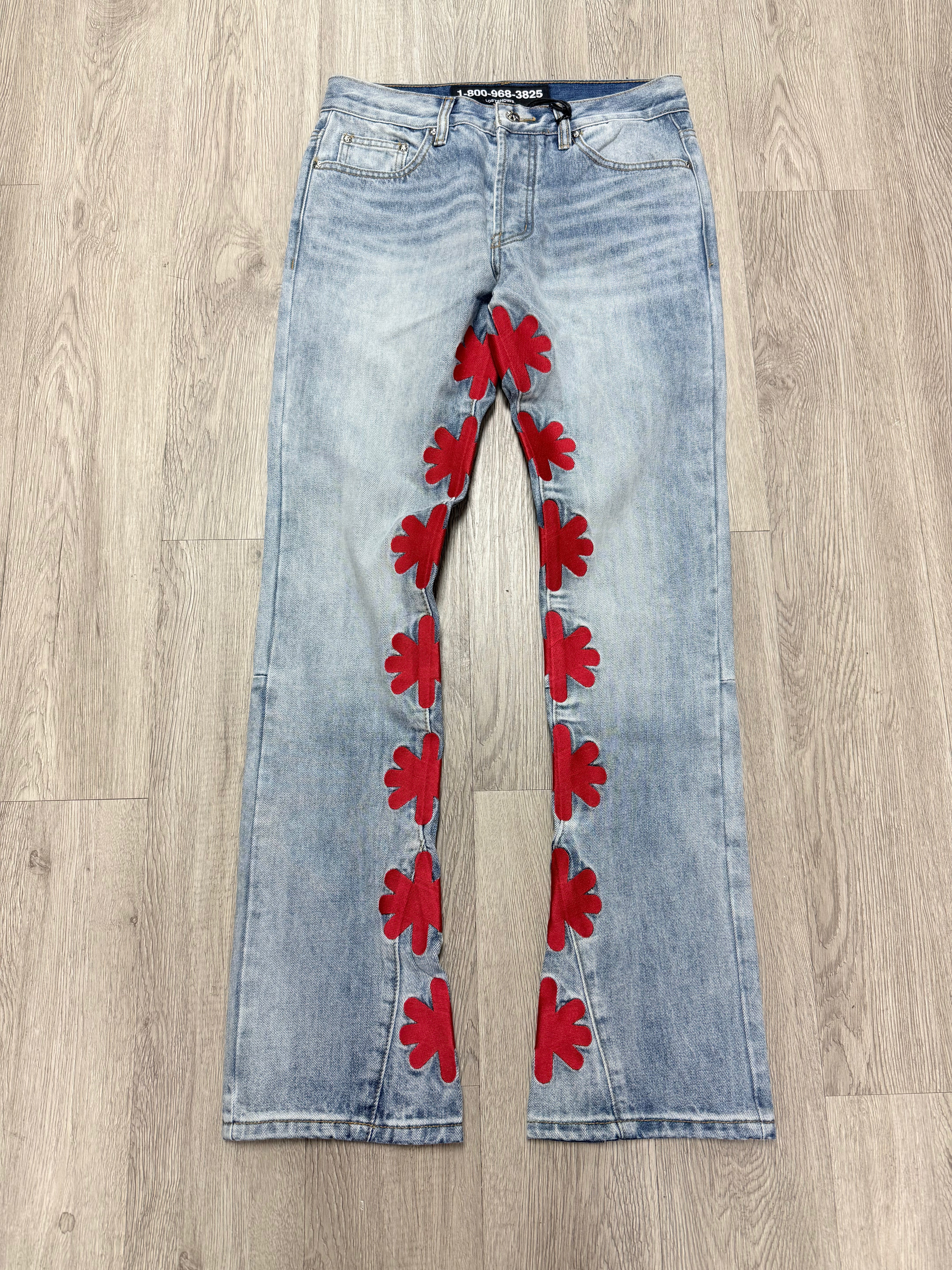 LOSTSHDWS Light Wash Denim Jeans Red