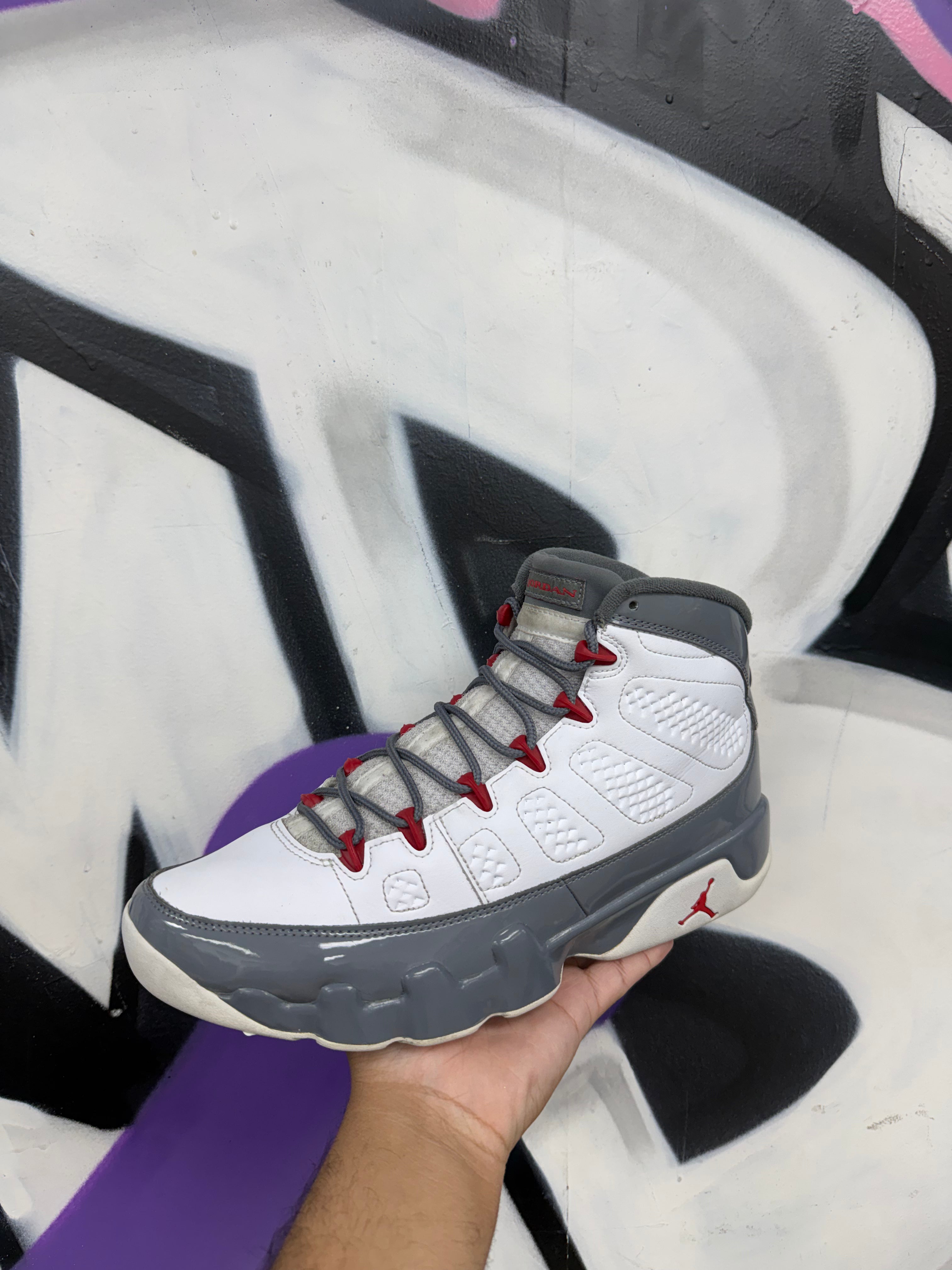 Jordan 9 Fire Red Cool Grey Sneakers