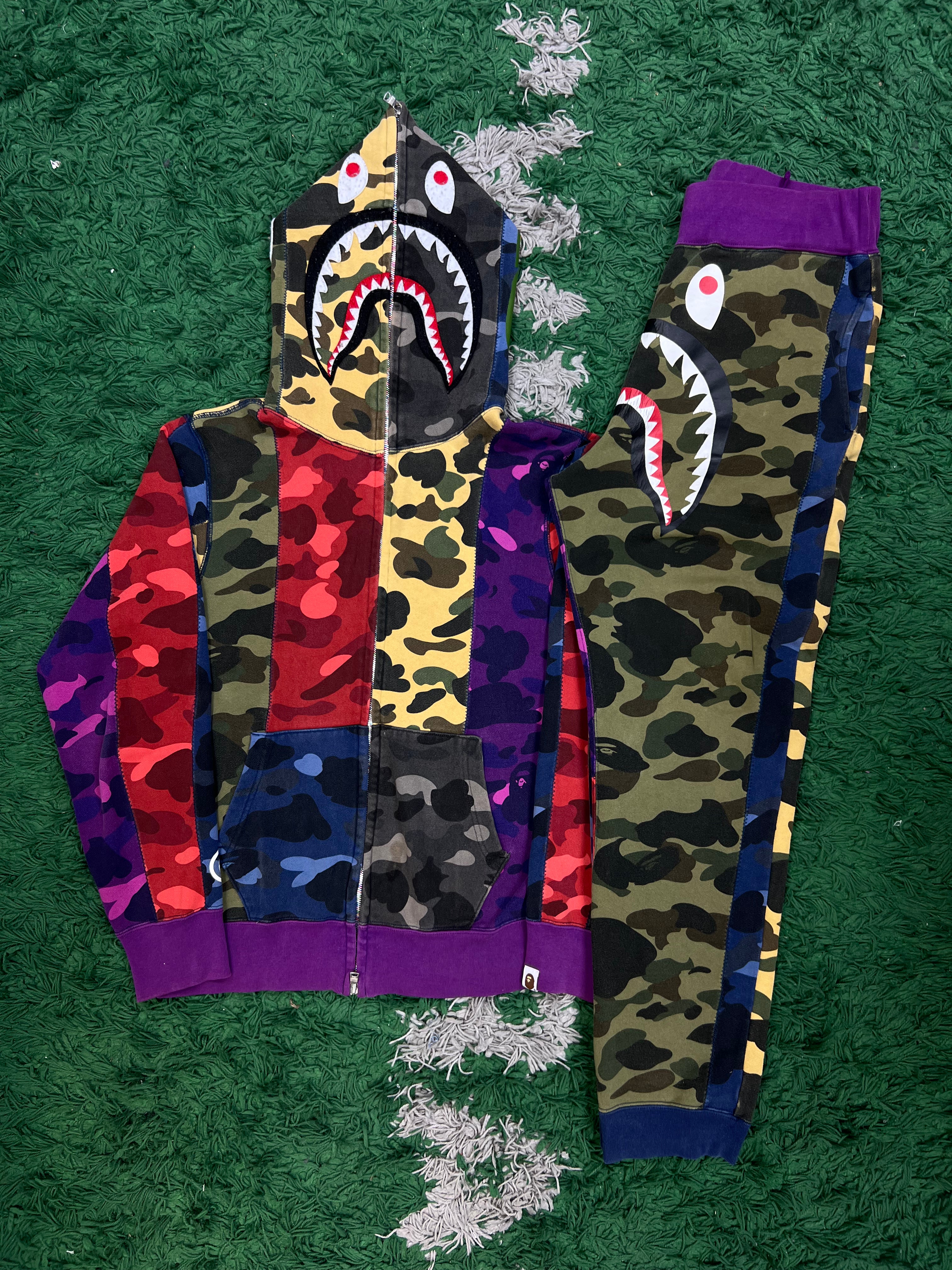 BAPE Purple Multi Color Block Sweatsuit