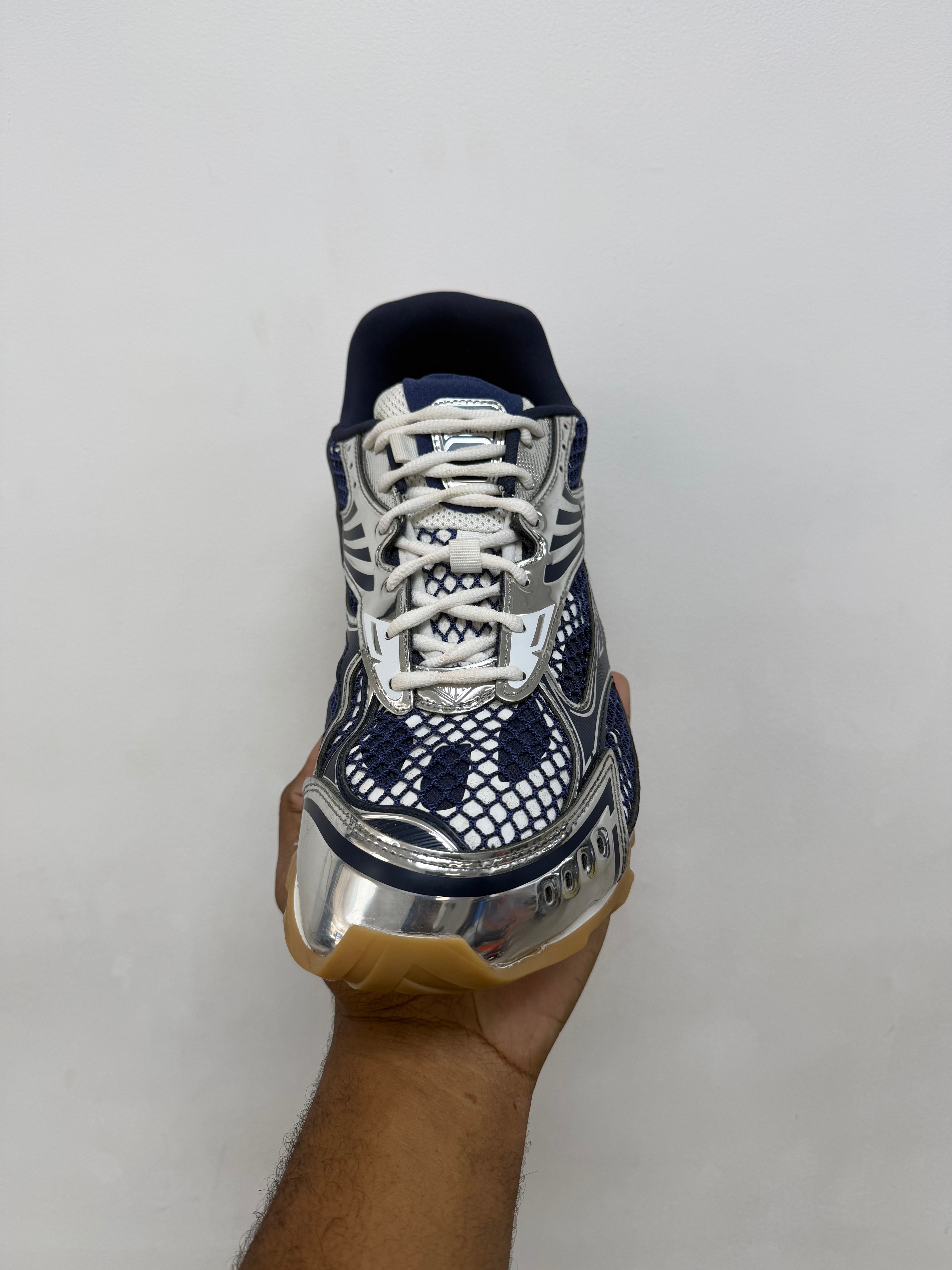 Bottega Veneta Navy Abyss Silver Orbit Sneakers