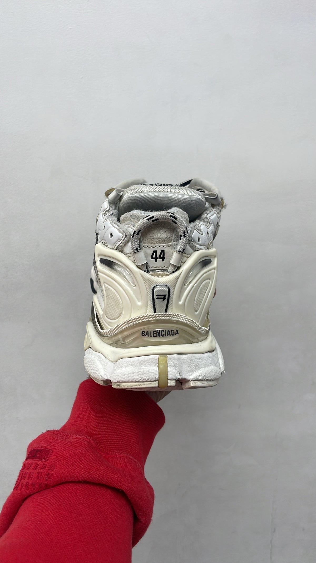 Balenciaga White Black Distressed Runner Sneakers