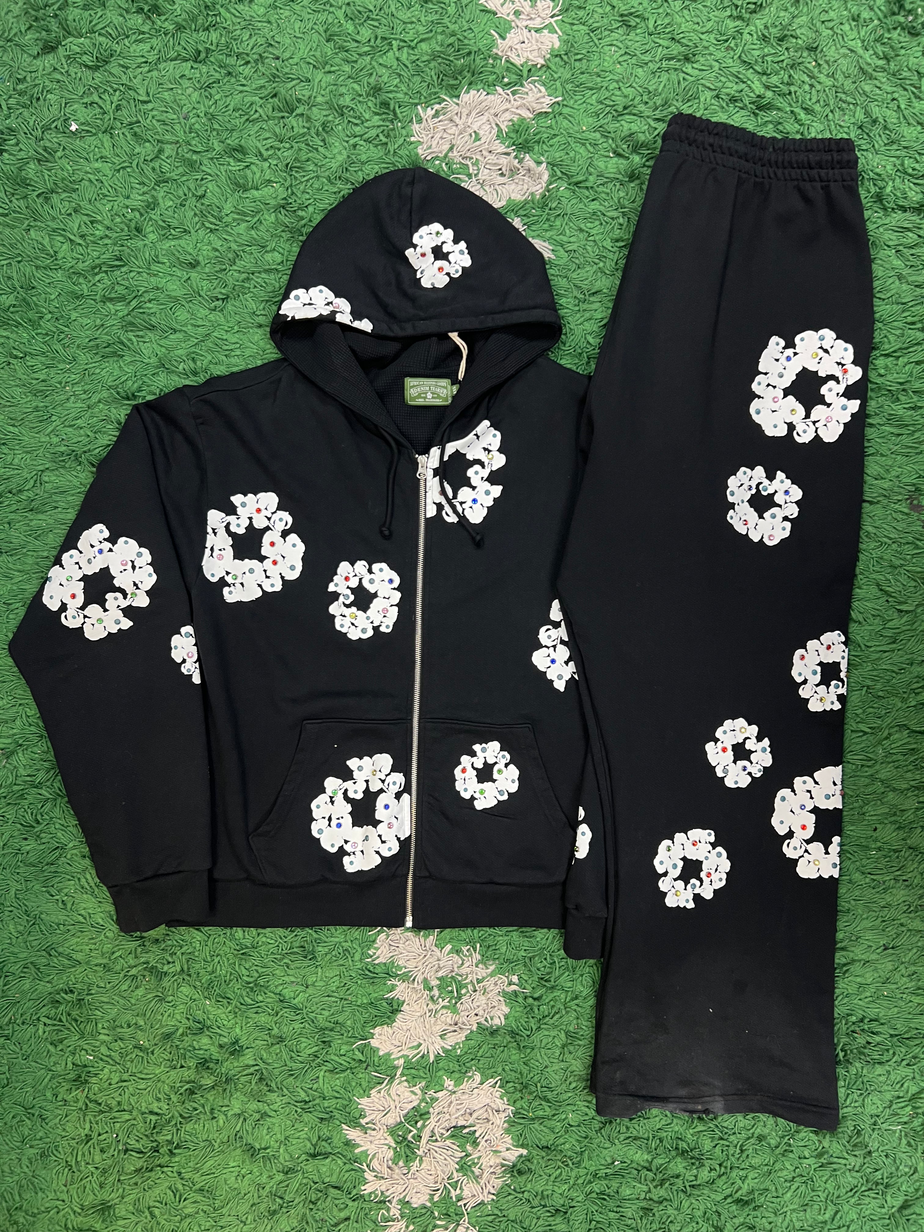 Denim Tears Black White Mono Studded Sweatsuit