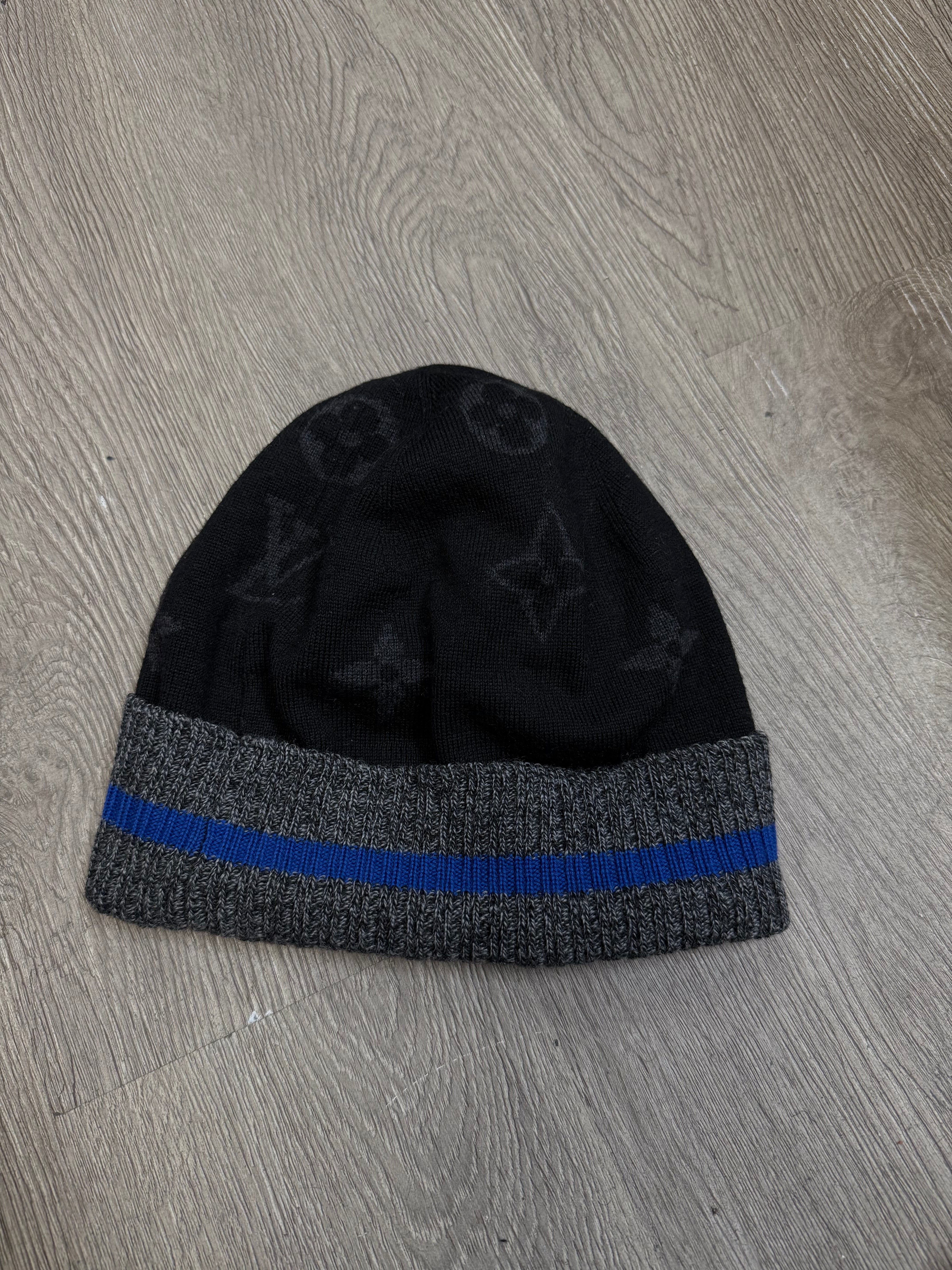 Louis Vuitton Black Grey Blue Damier Beanie