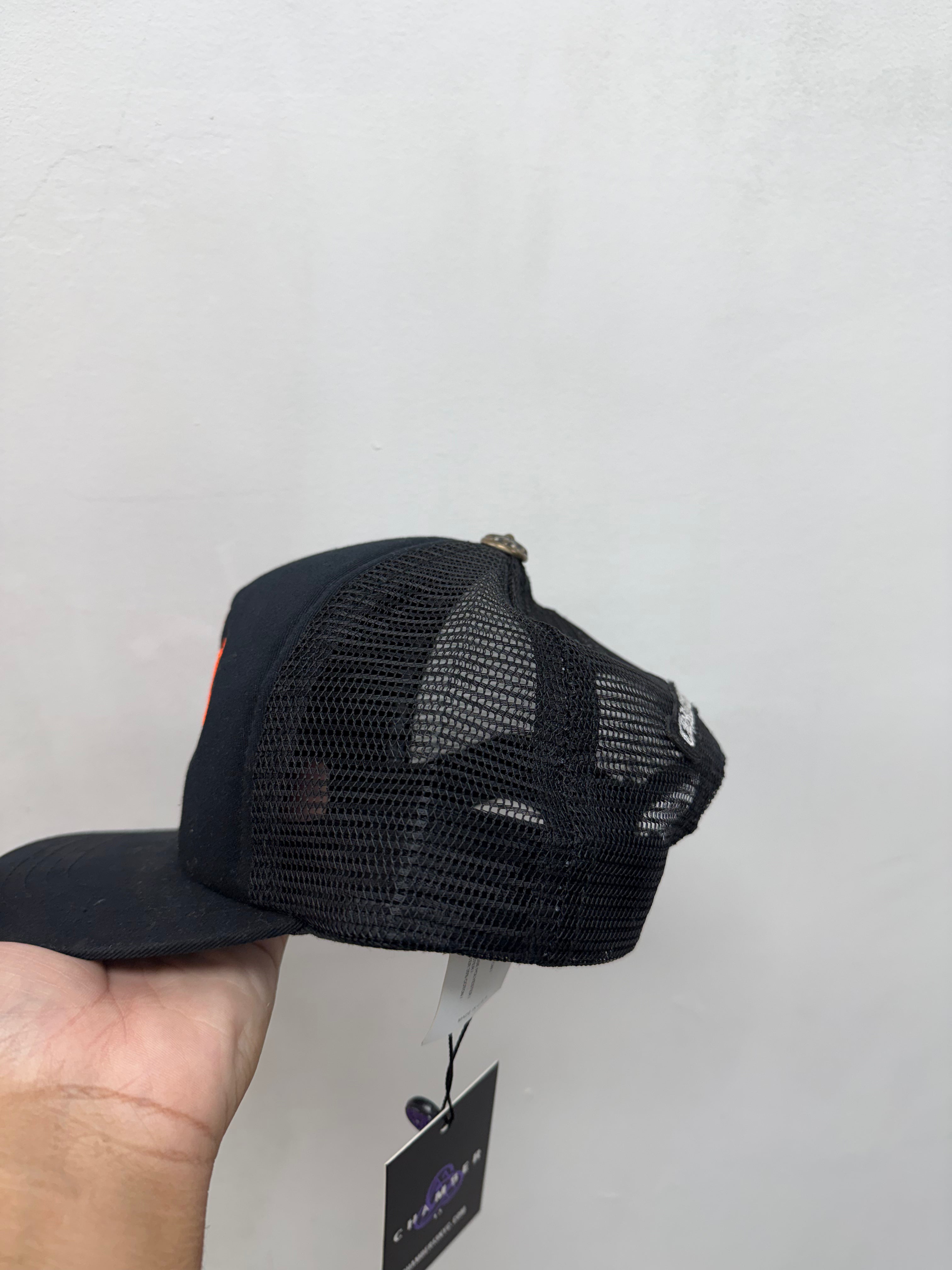 Chrome Hearts Black Orange Cemetery Trucker Hat
