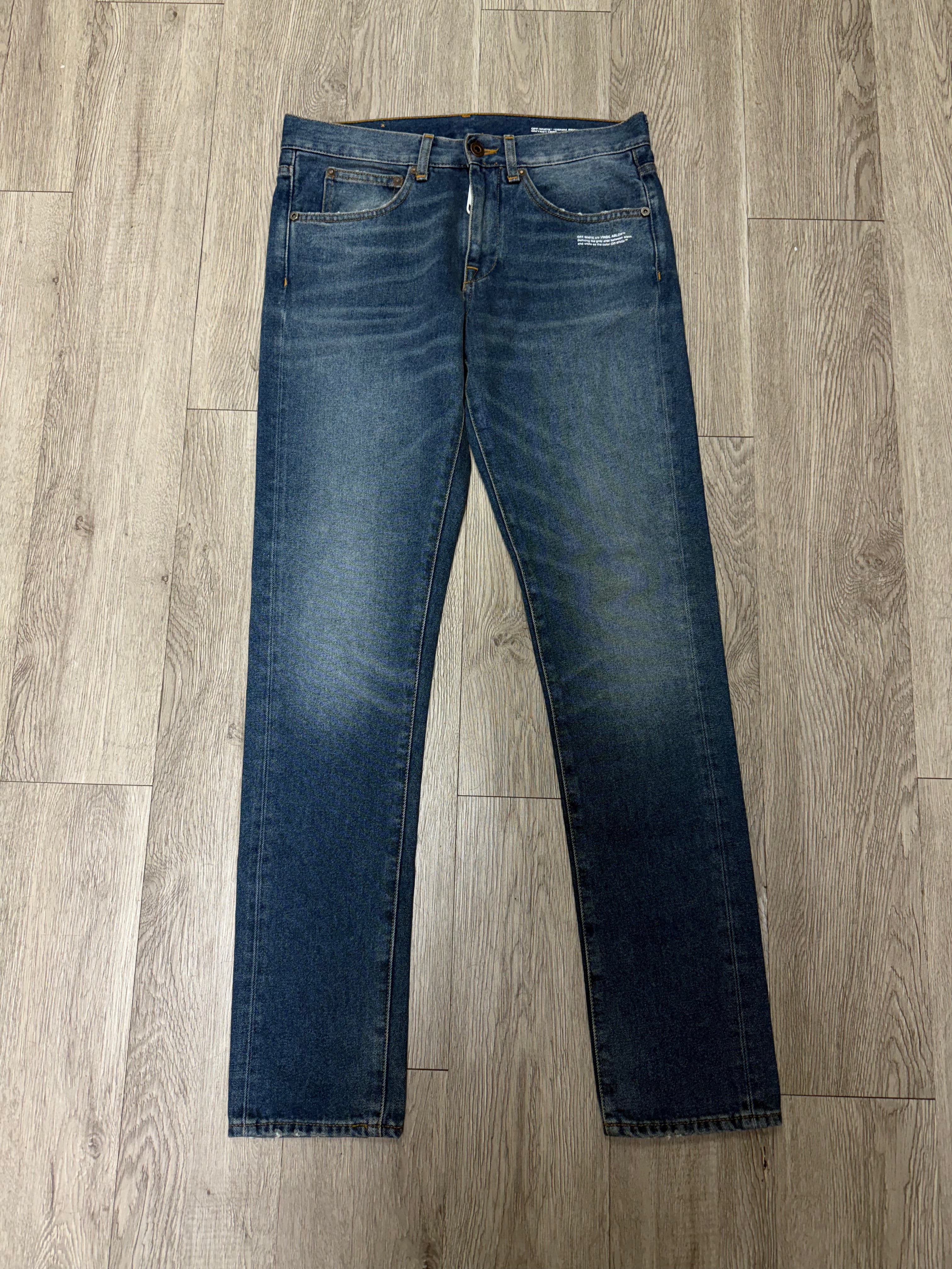 Off White Light Wash White Stripe Jeans