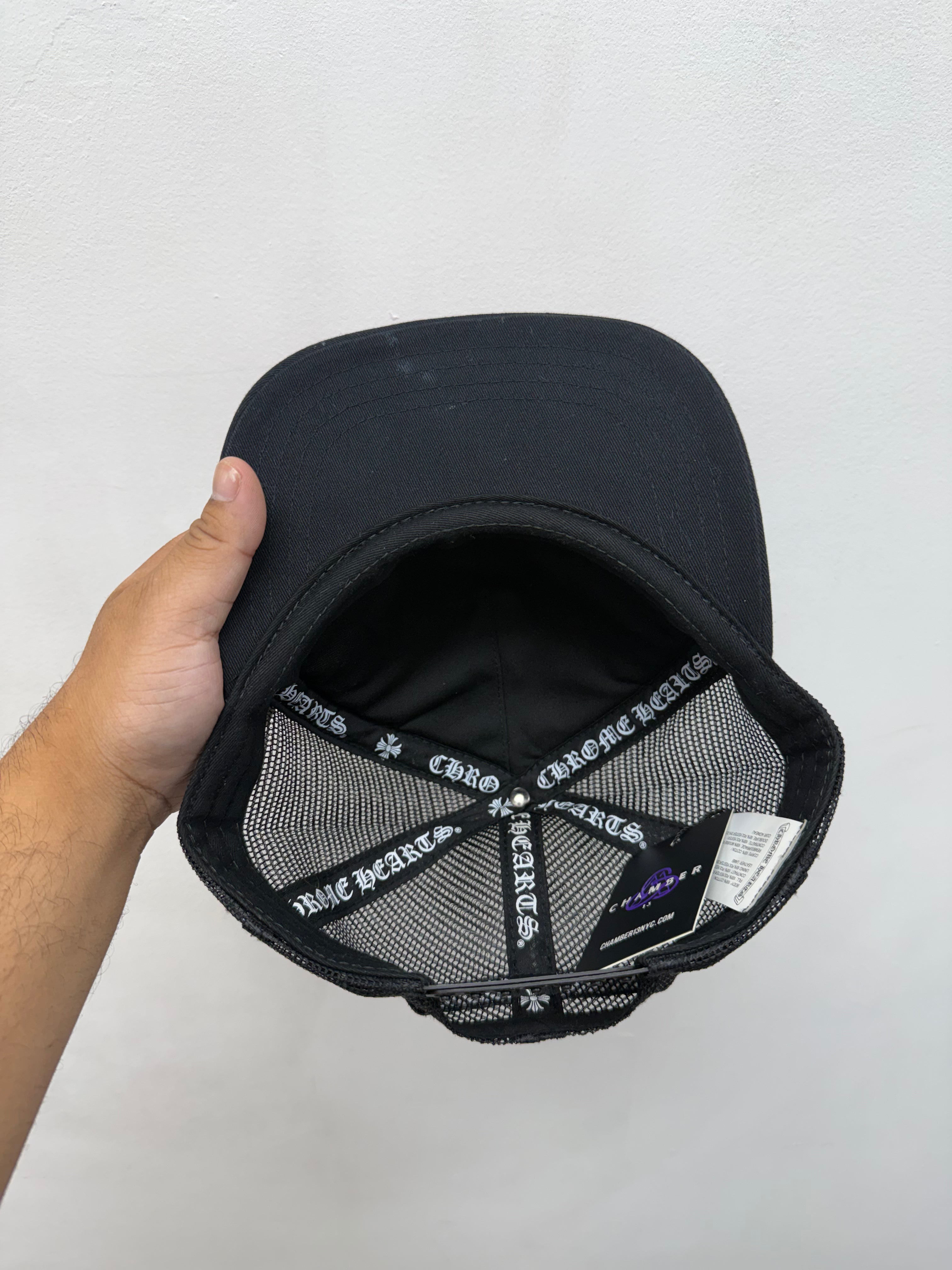 Chrome Hearts Black Orange Cemetery Trucker Hat