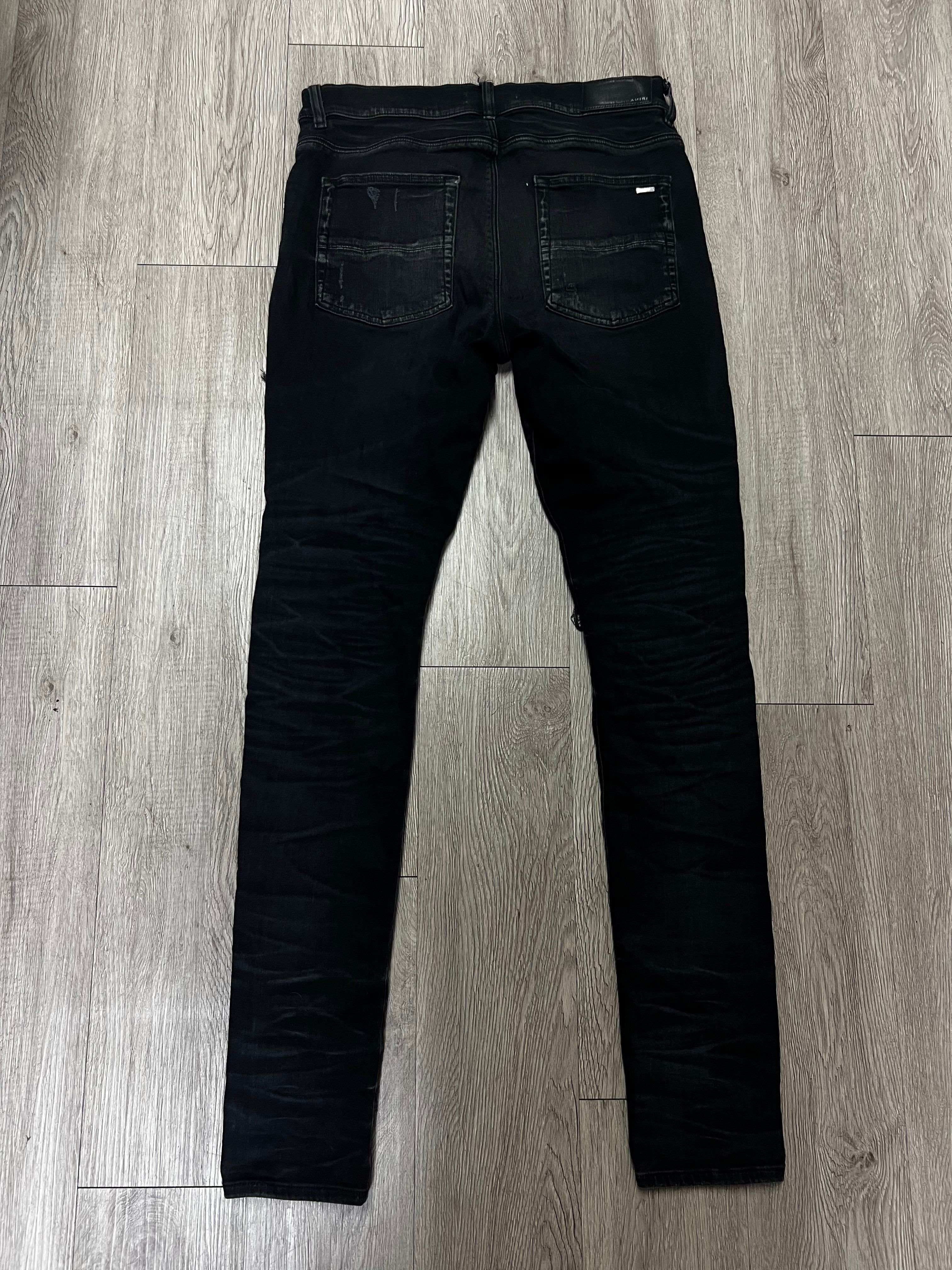 Amiri Black Wash Paisley Thrasher Patch Jeans