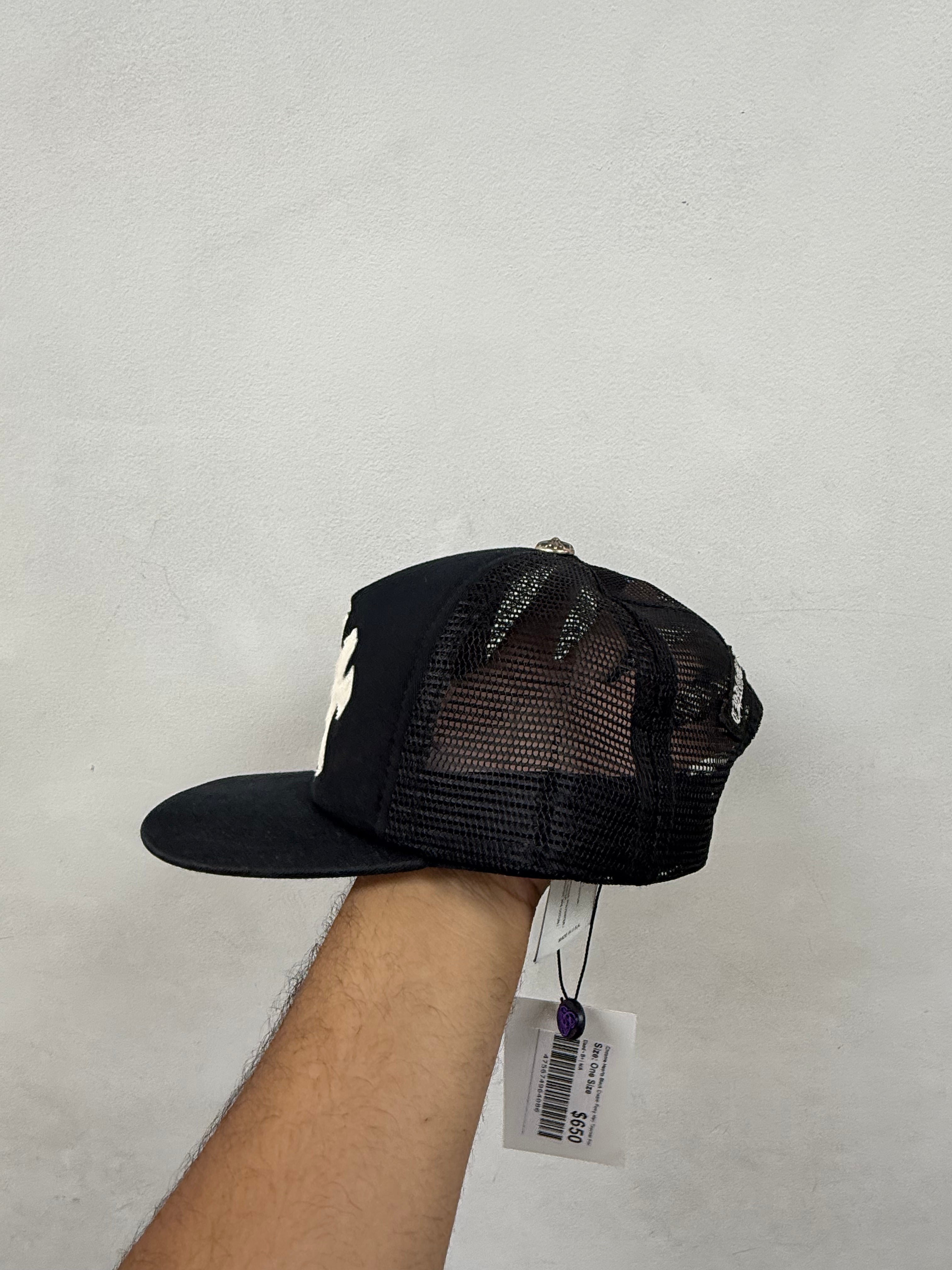 Chrome Hearts Black Cream Pony Hair Trucker Hat