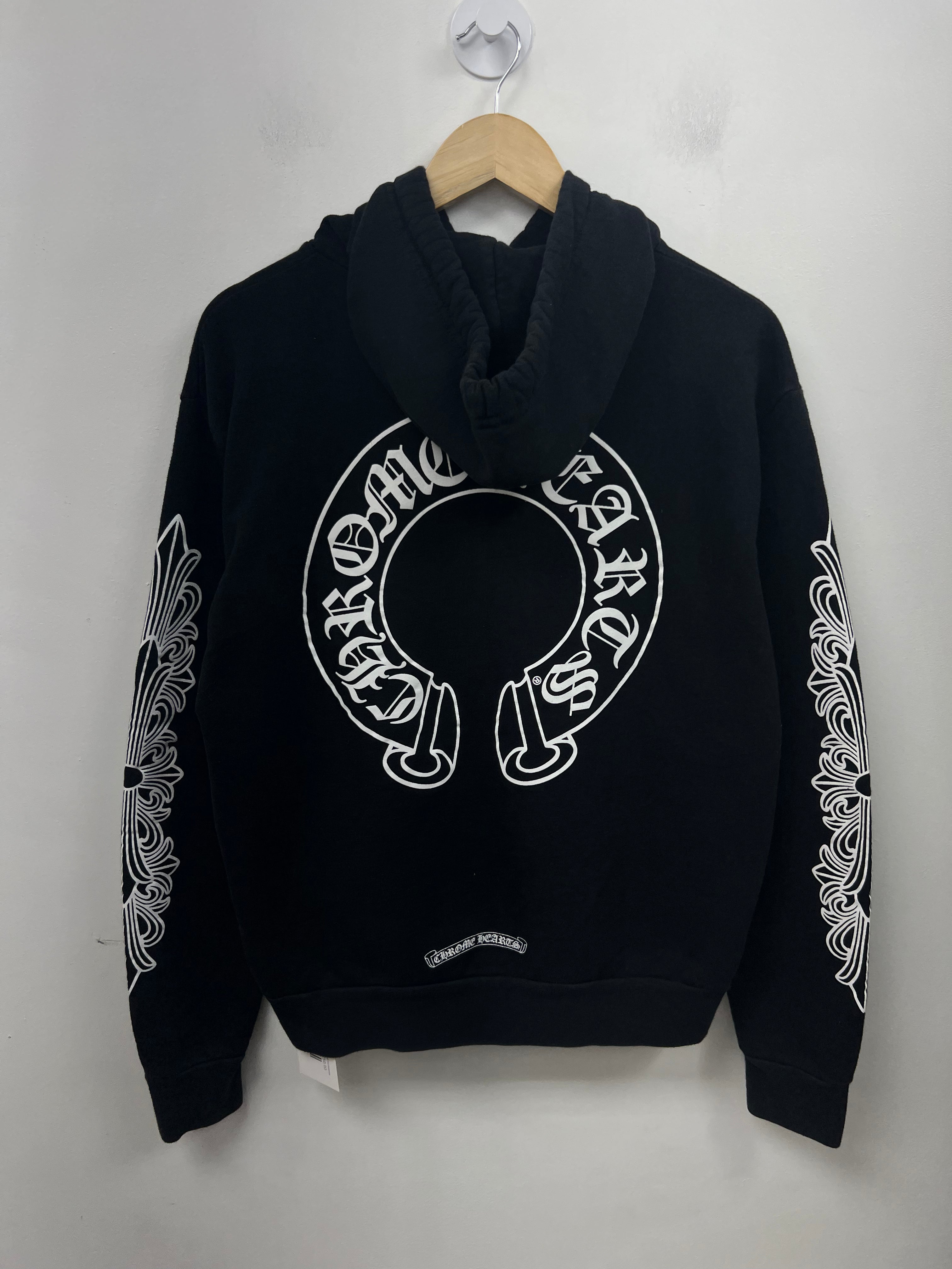 Chrome Hearts Black White Floral Horseshoe Hoodie