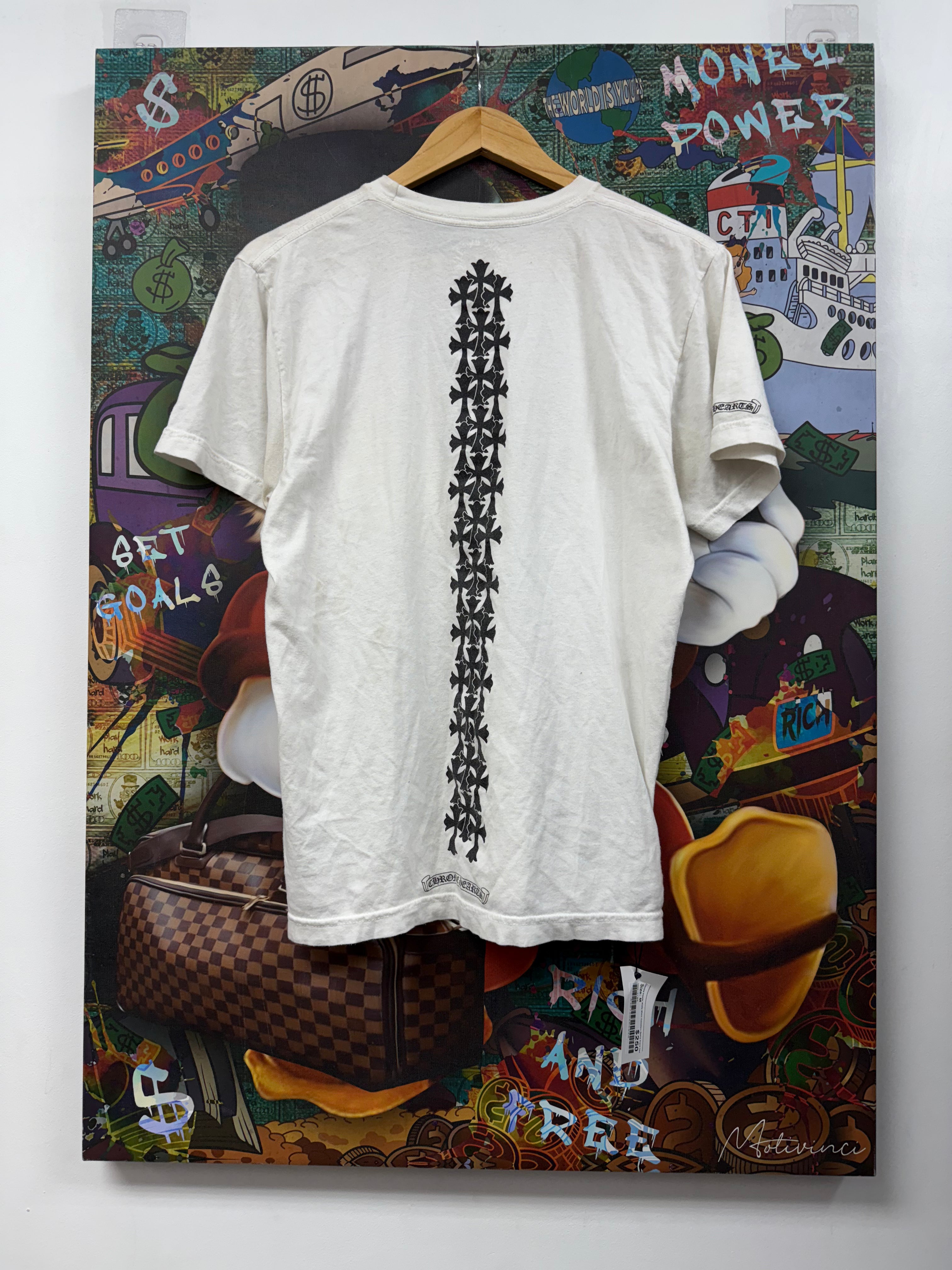 Chrome Hearts White Black Cemetery Spine Track Tee