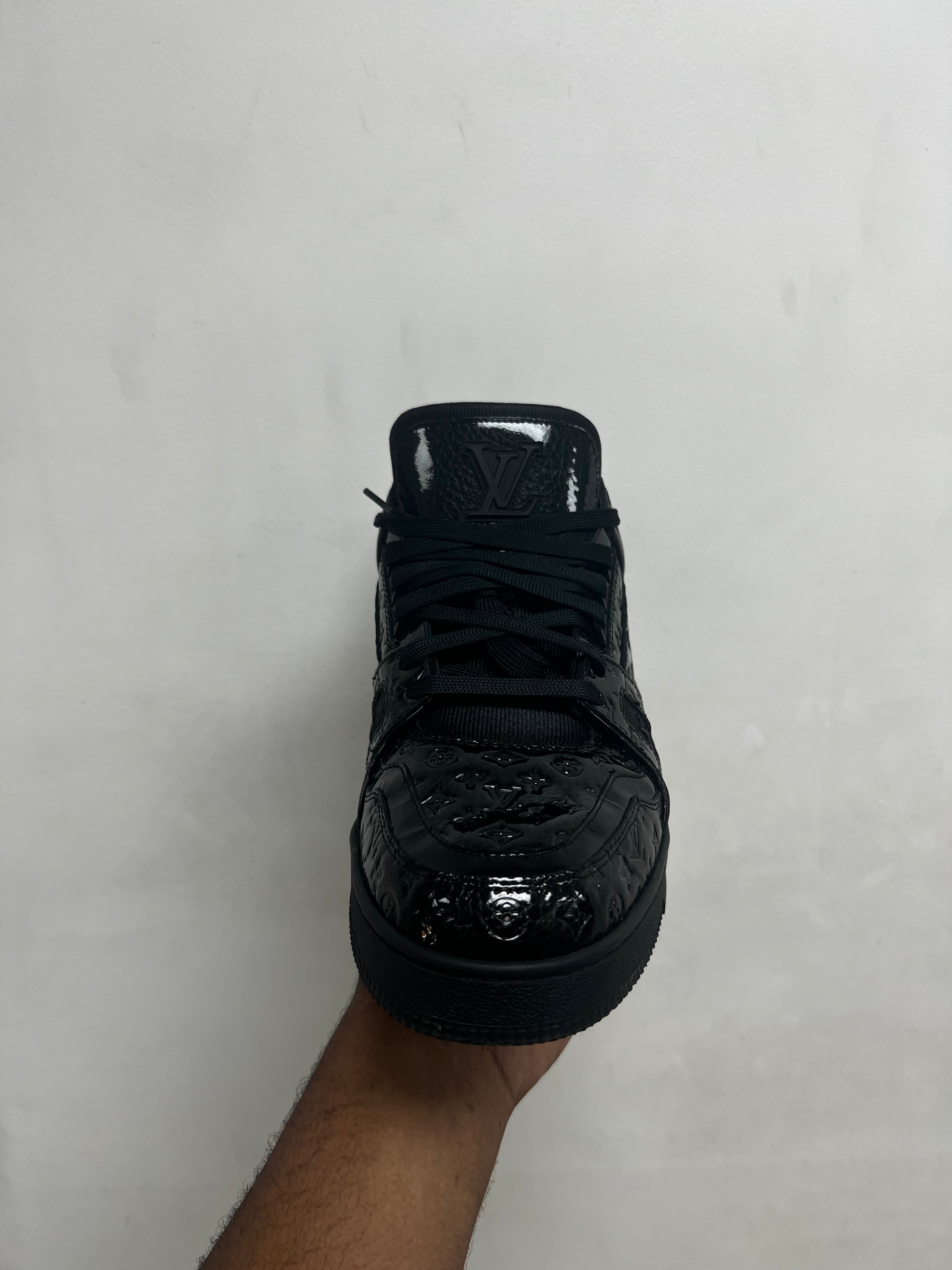 Louis Vuitton Black Patent Leather Monogram Trainer Sneakers