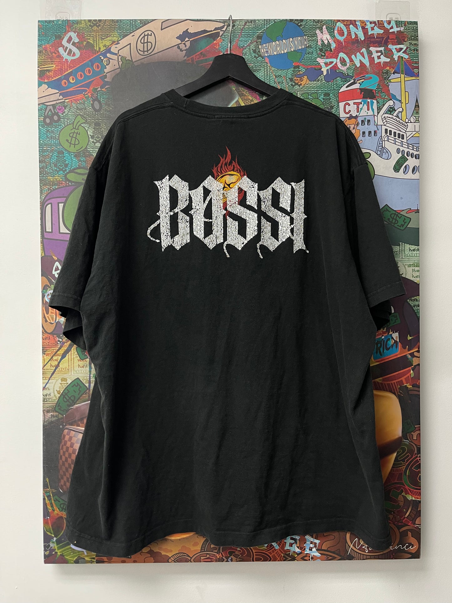 Bossi Flames Skull Rhinestone Tee