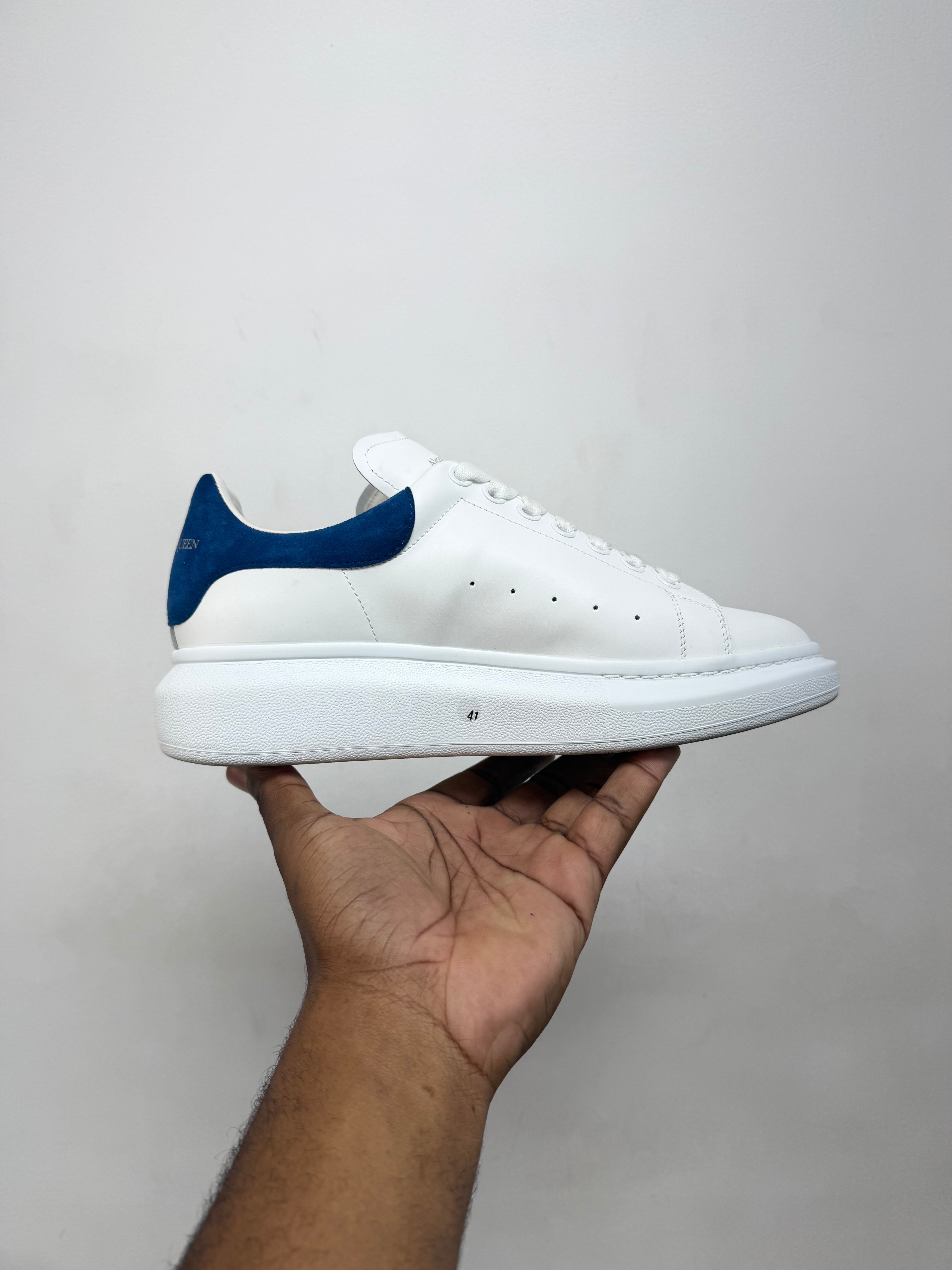 Alexander McQueen White Blue Oversized Sneakers