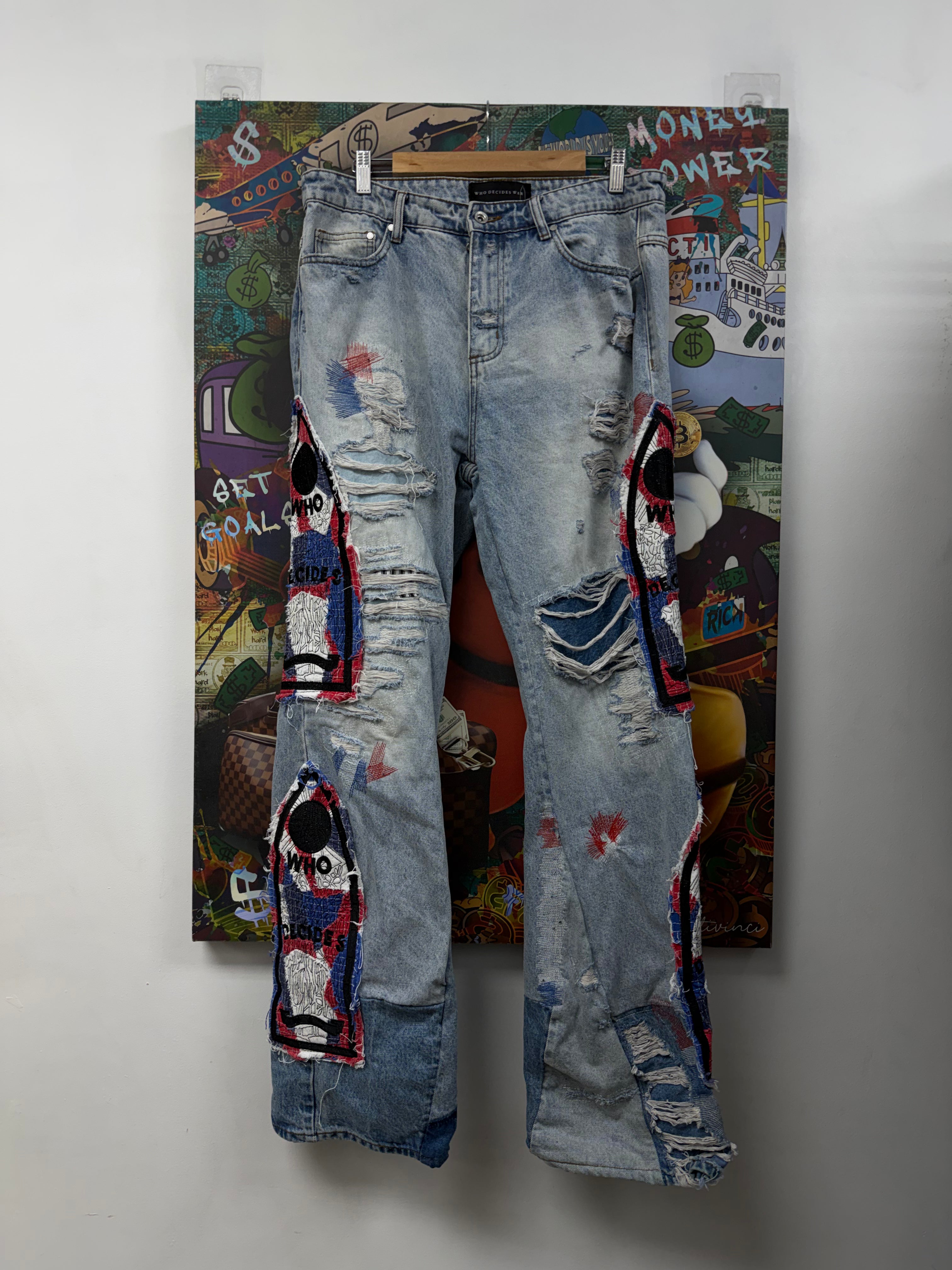 Who Decides War Light Wash RWB Jeans