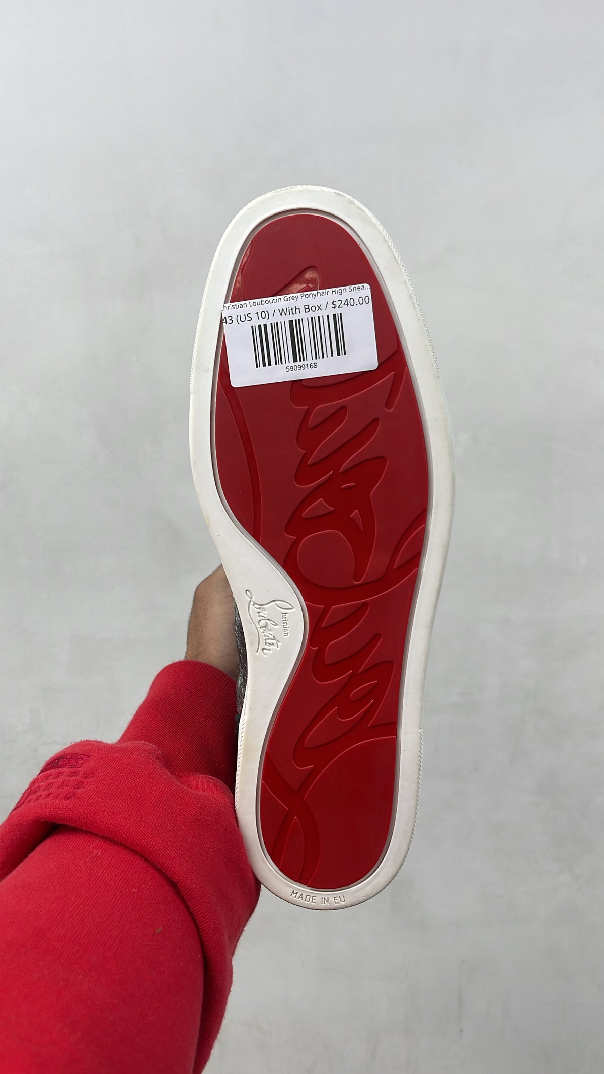 Christian Louboutin Grey Ponyhair High Sneakers