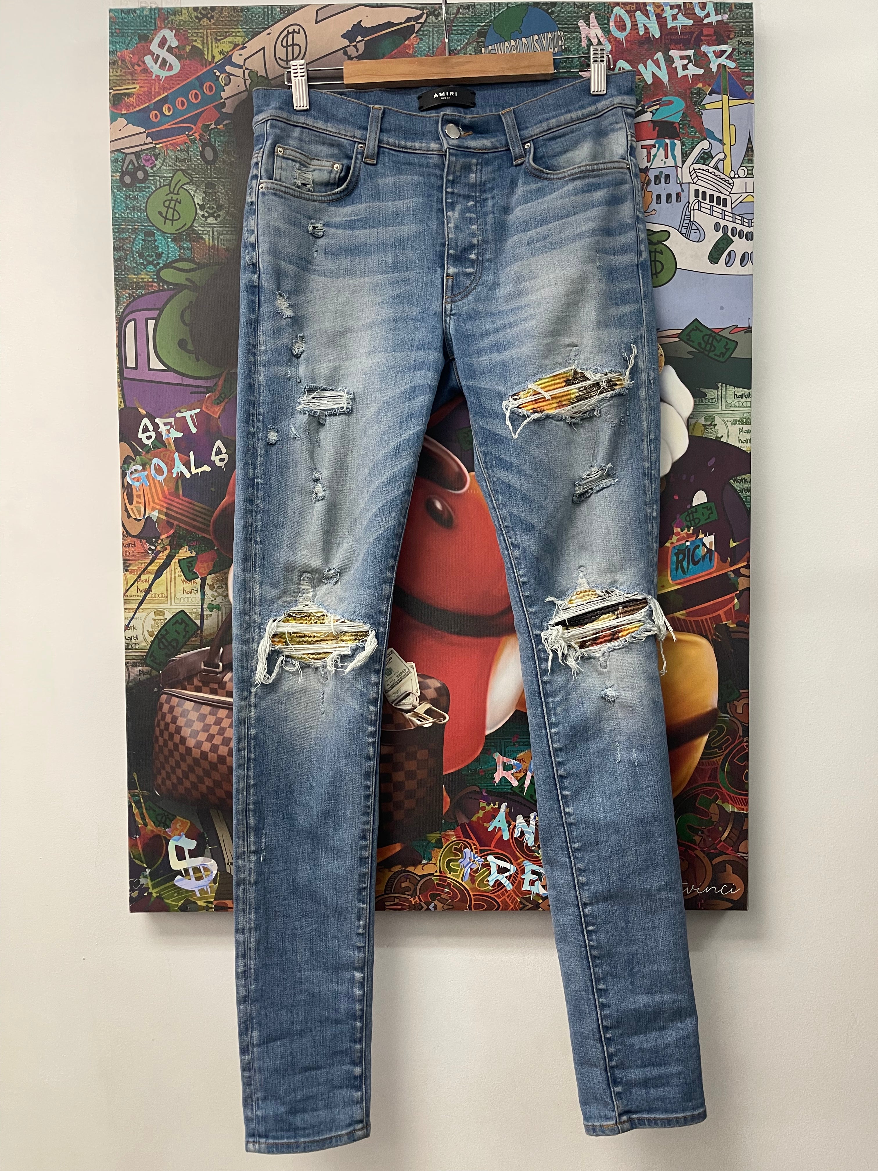 Amiri Light Wash Aloha Patch MX1 Jeans