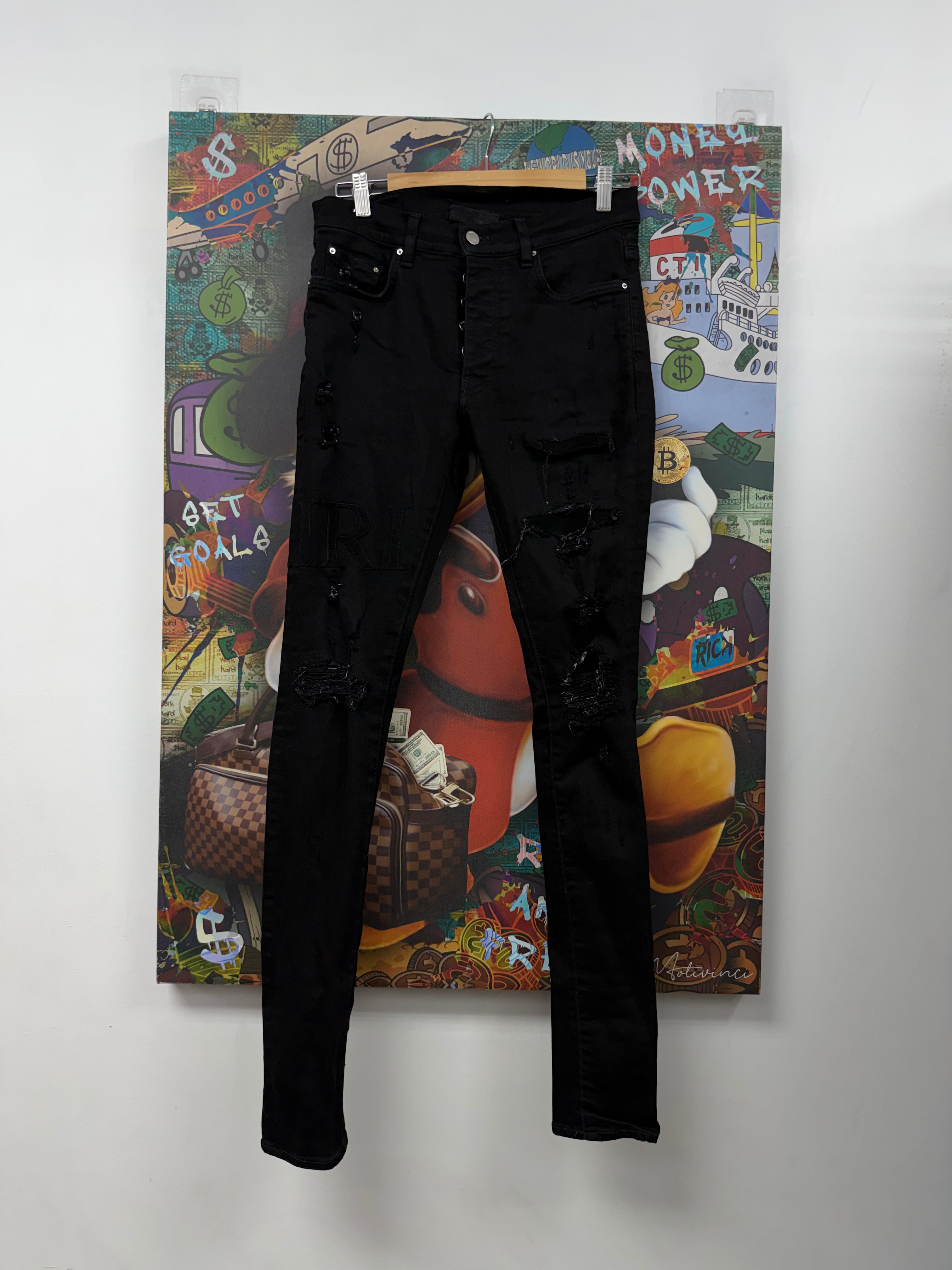 Amiri Black Serif Side Logo Jeans