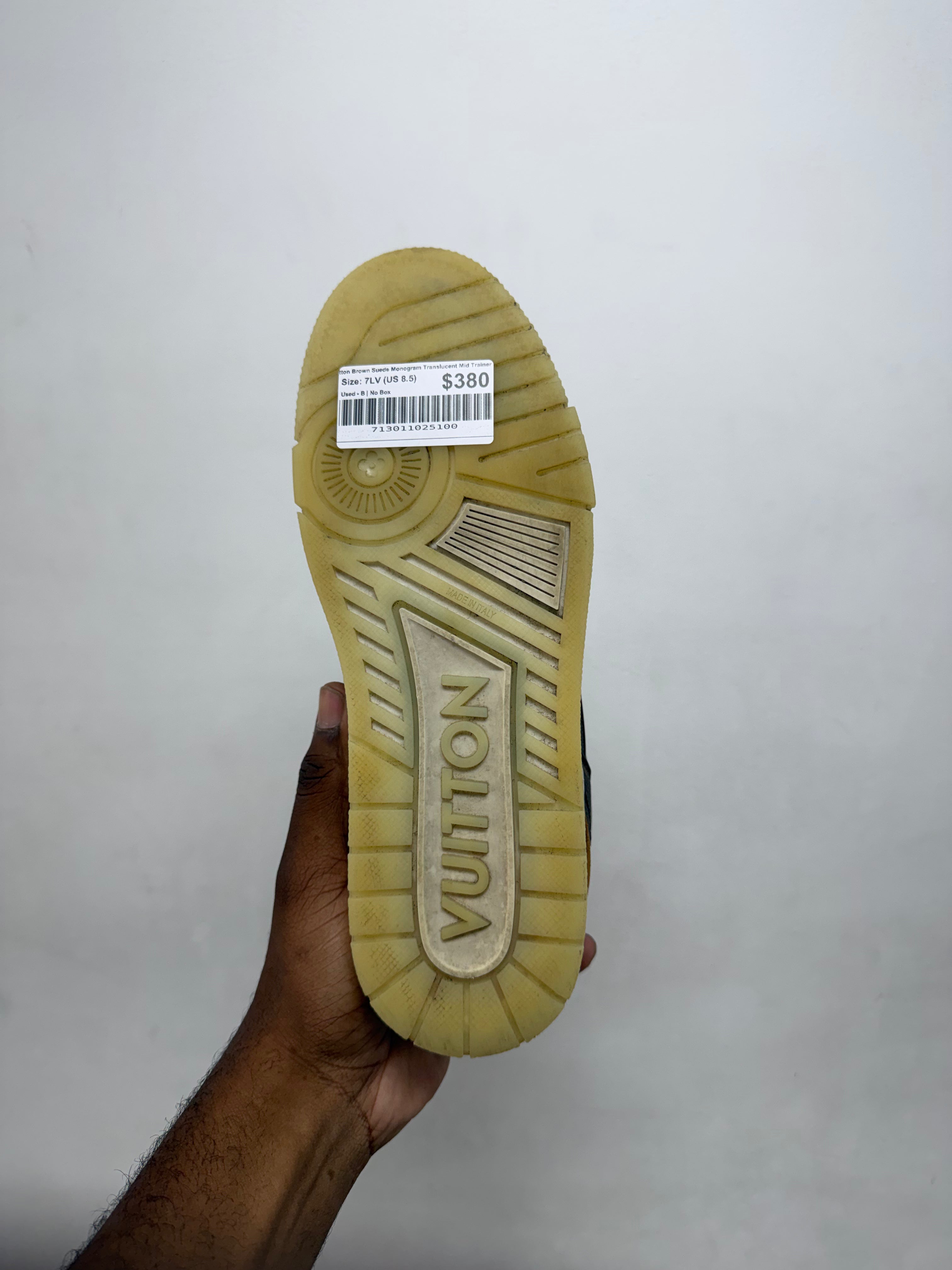 Louis Vuitton Brown Suede Monogram Translucent Mid Trainer Sneakers