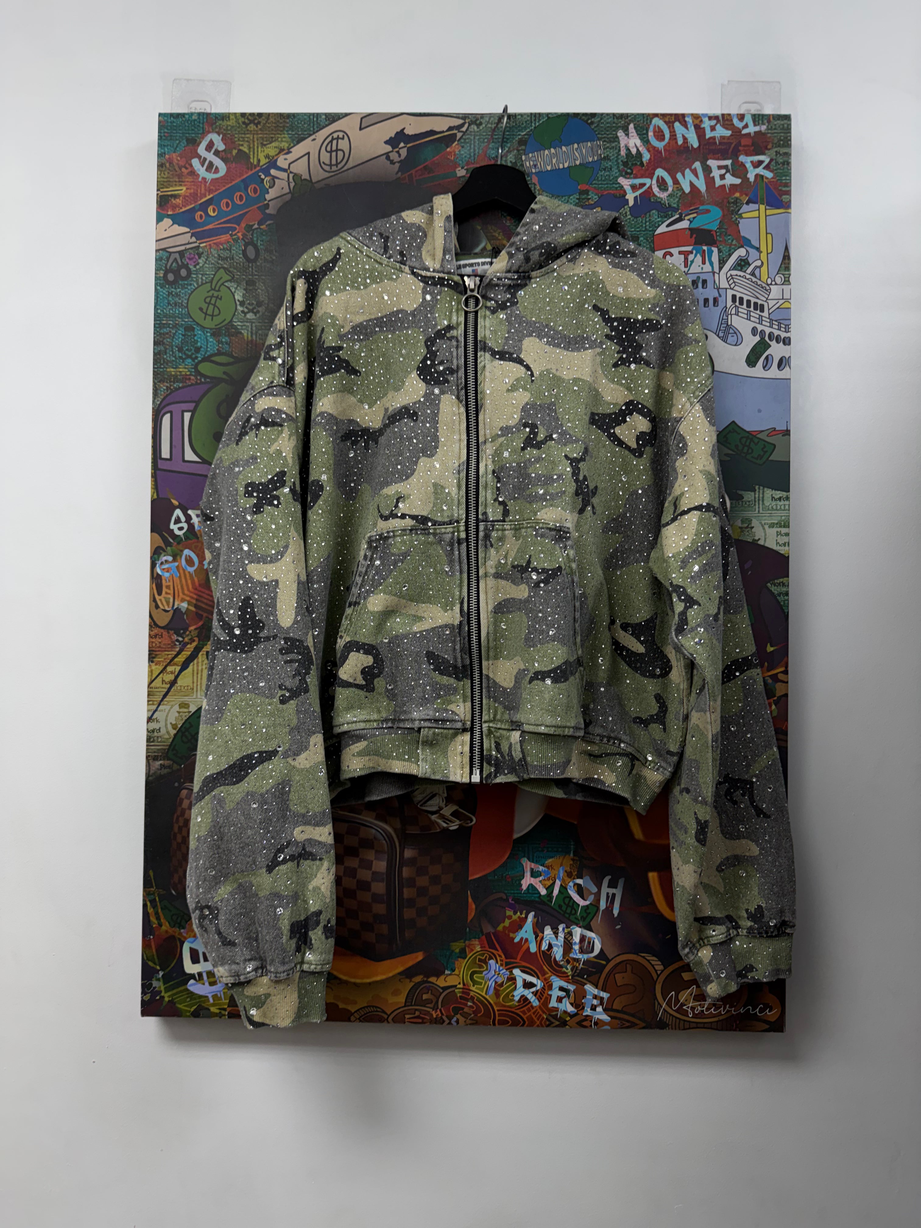 Vale Crystal Green Camo Jacket Hoodie