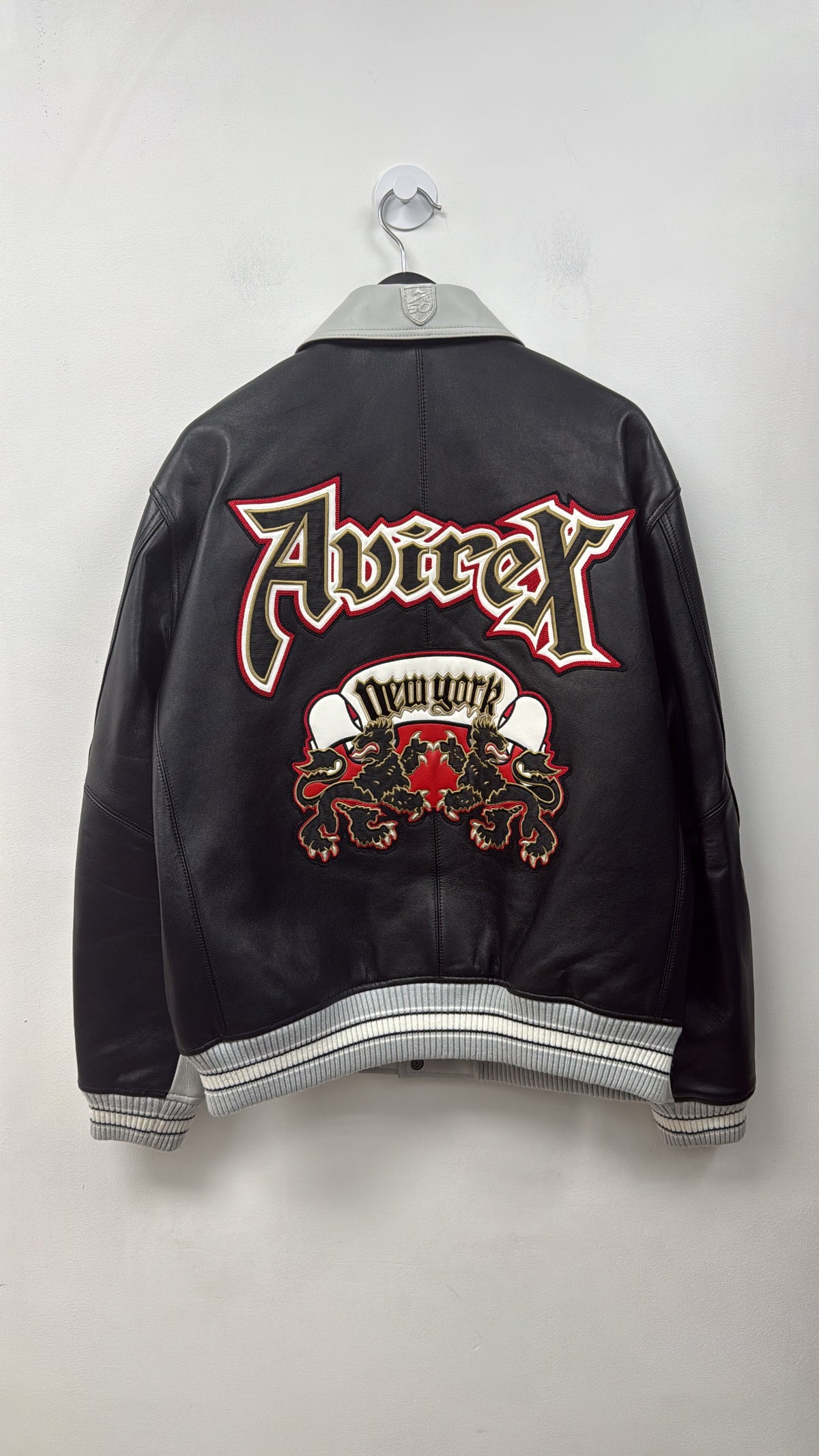 Avirex Black White Double Dragon Two Tone Varsity Jacket