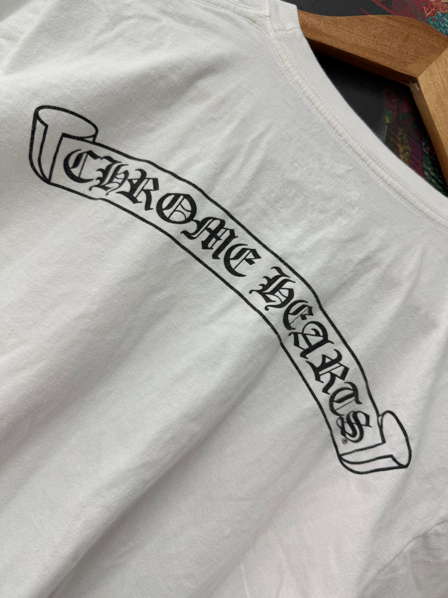 Chrome Hearts Scroll Logo Tee White Used