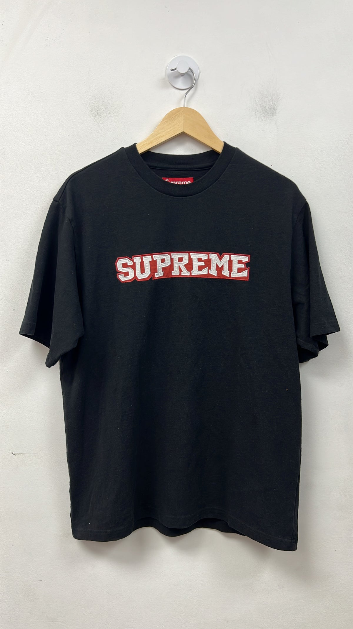 Supreme Black Red Embroidered Tee