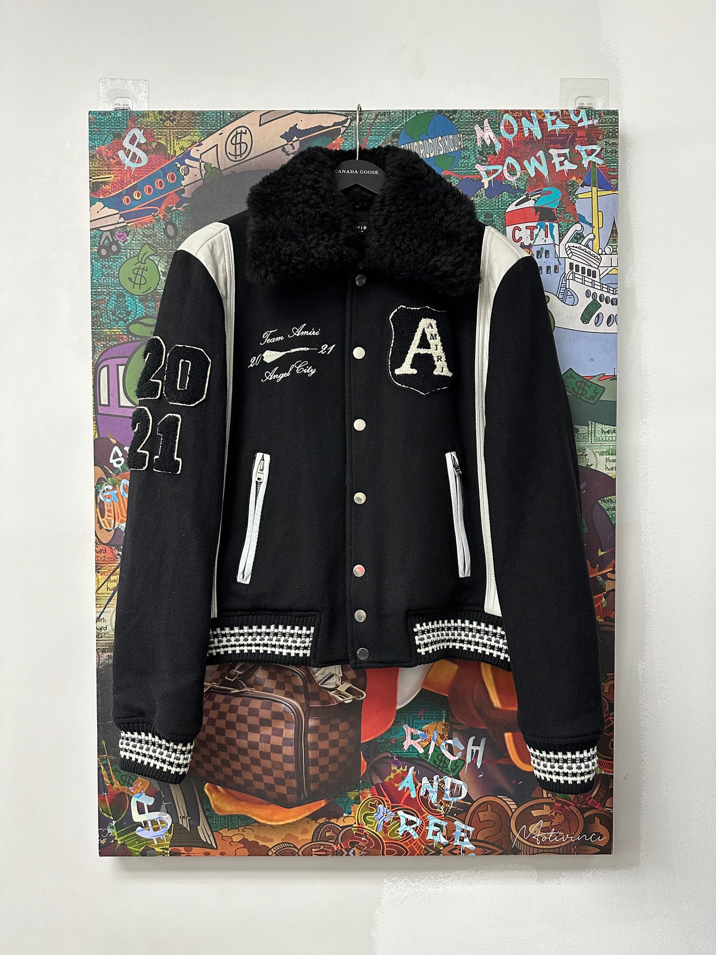 Team Amiri Varsity Jacket (Removable Shearling) Used 48 (Medium)