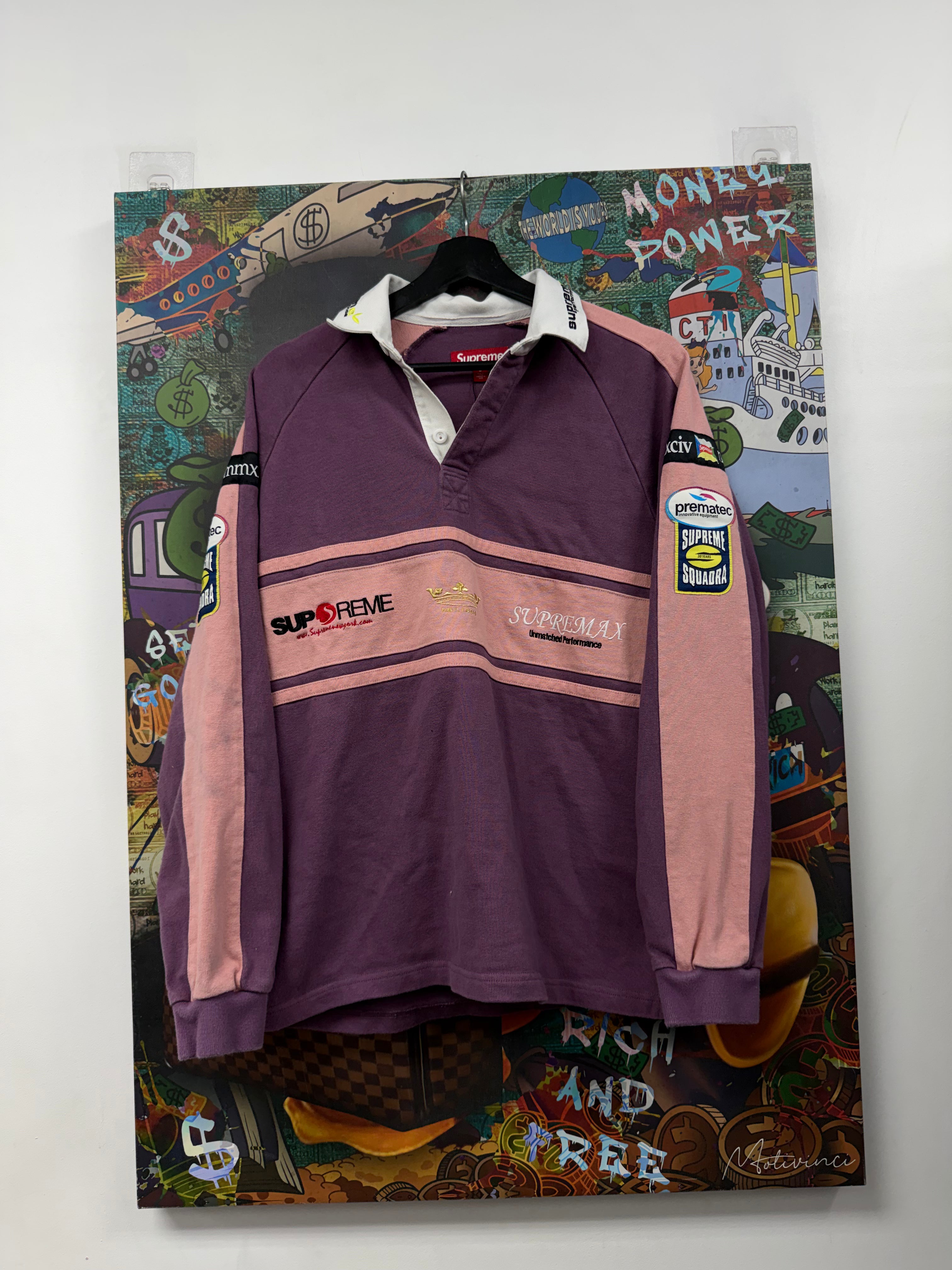 Supreme Purple Chest Stripe Rugby Polo