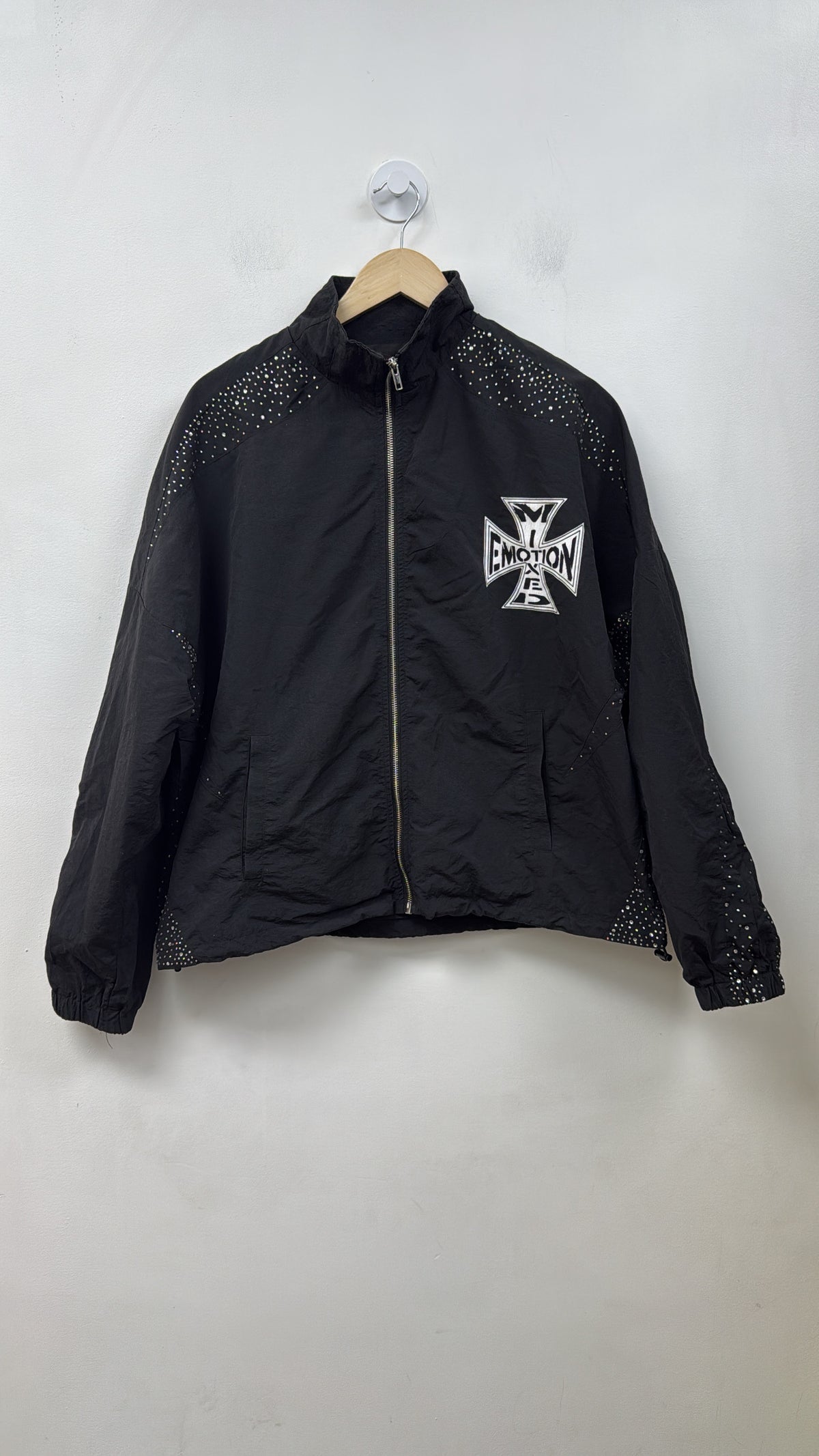 Mixed Emotions Black Nylon Track Jacket