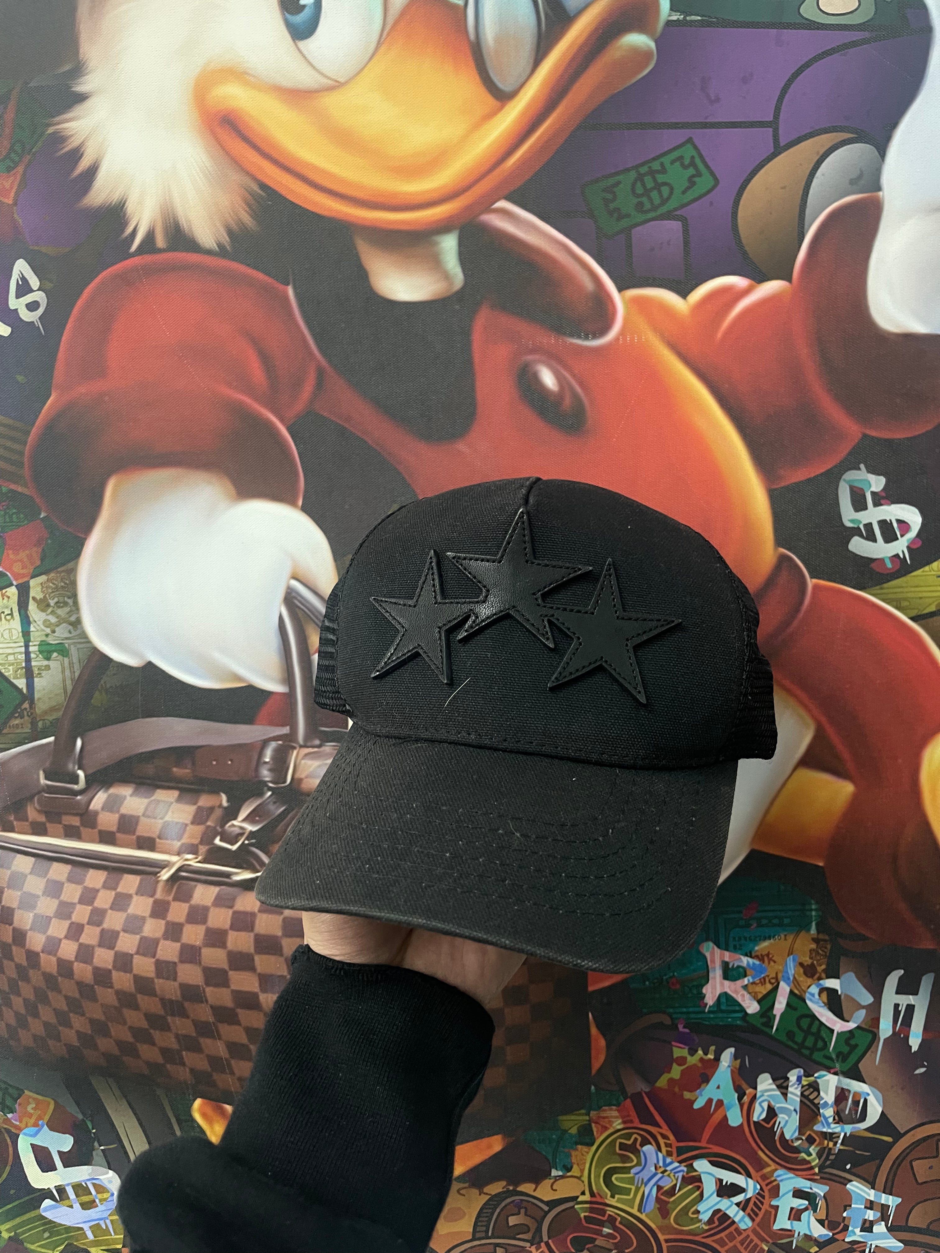 Amiri 3 Star Trucker Hat Black