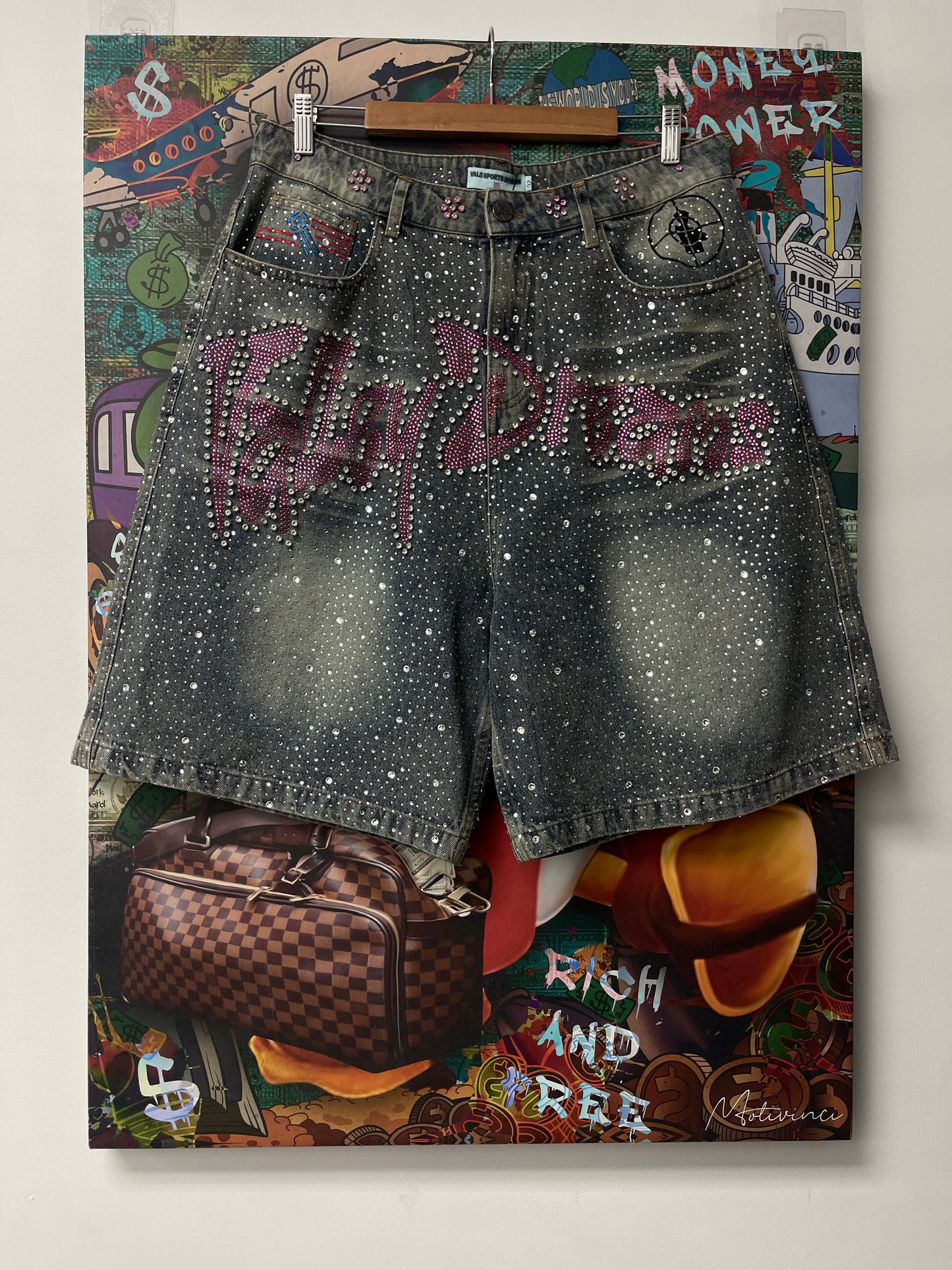 Vale Blue Iced Out Jorts Shorts