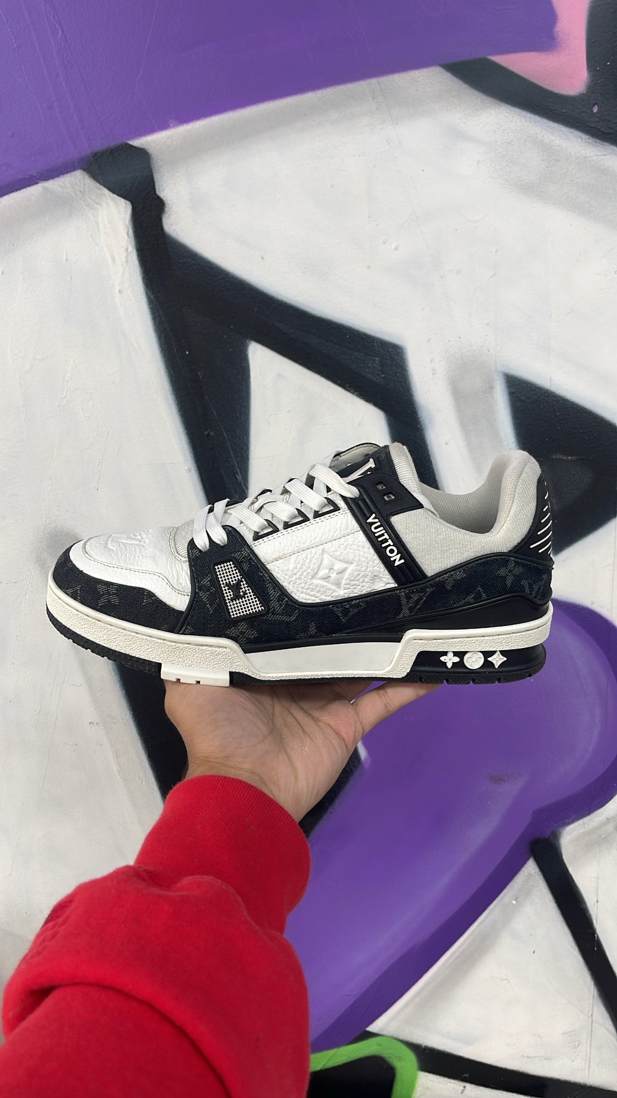 Louis Vuitton Black White Monogram Trainer Sneakers