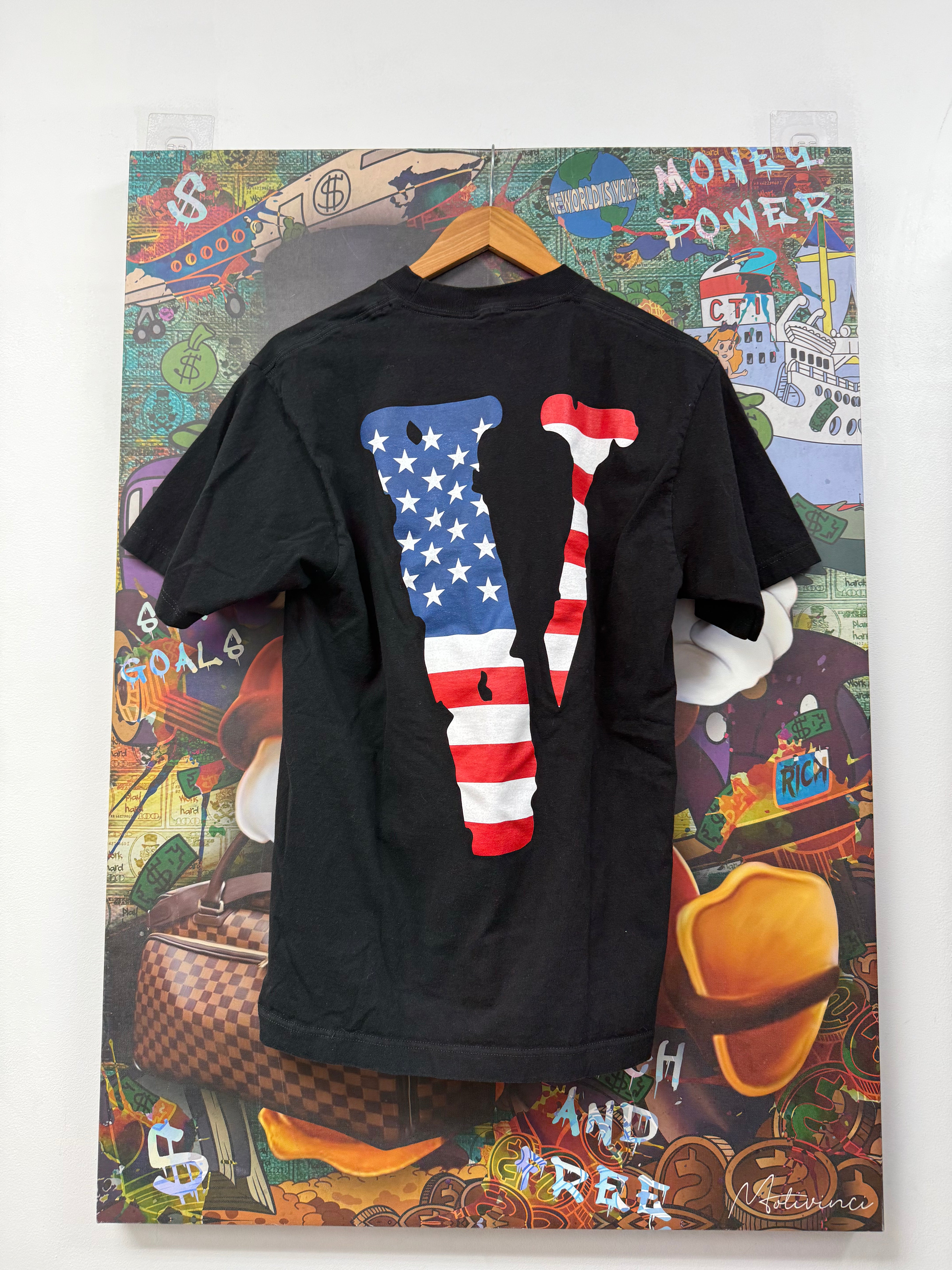 Vlone Black USA Flag Tee