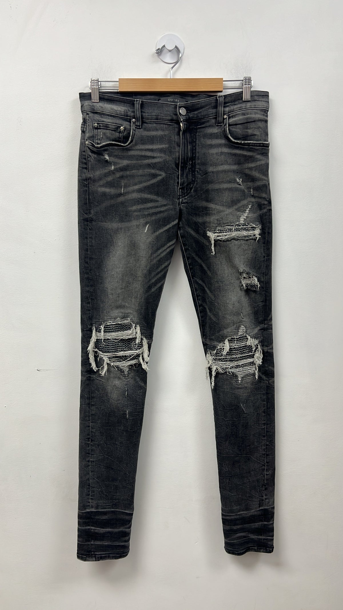 Amiri Grey Paisley Patch Jeans