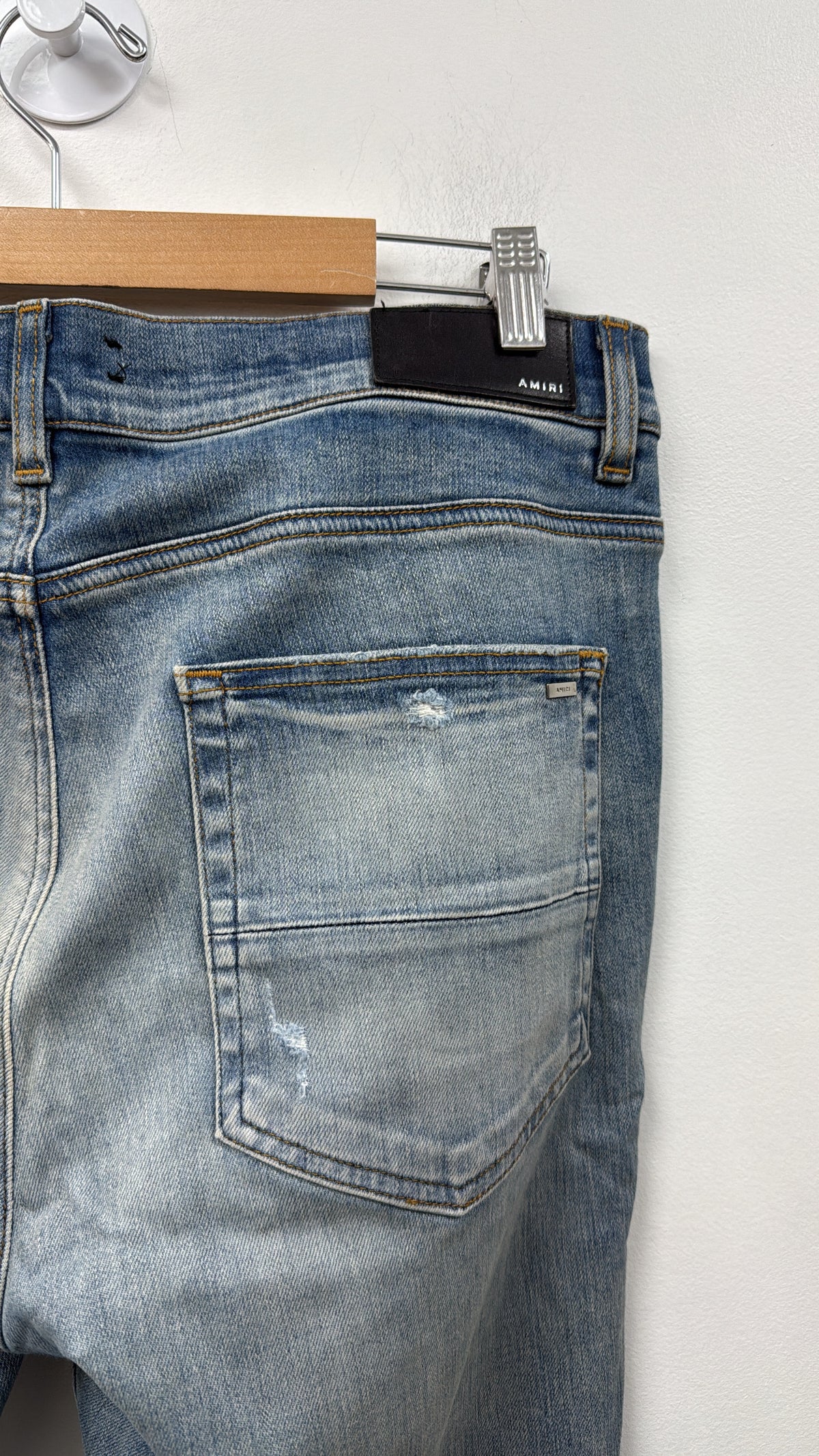 Amiri Light Wash Broken Thrasher Jeans