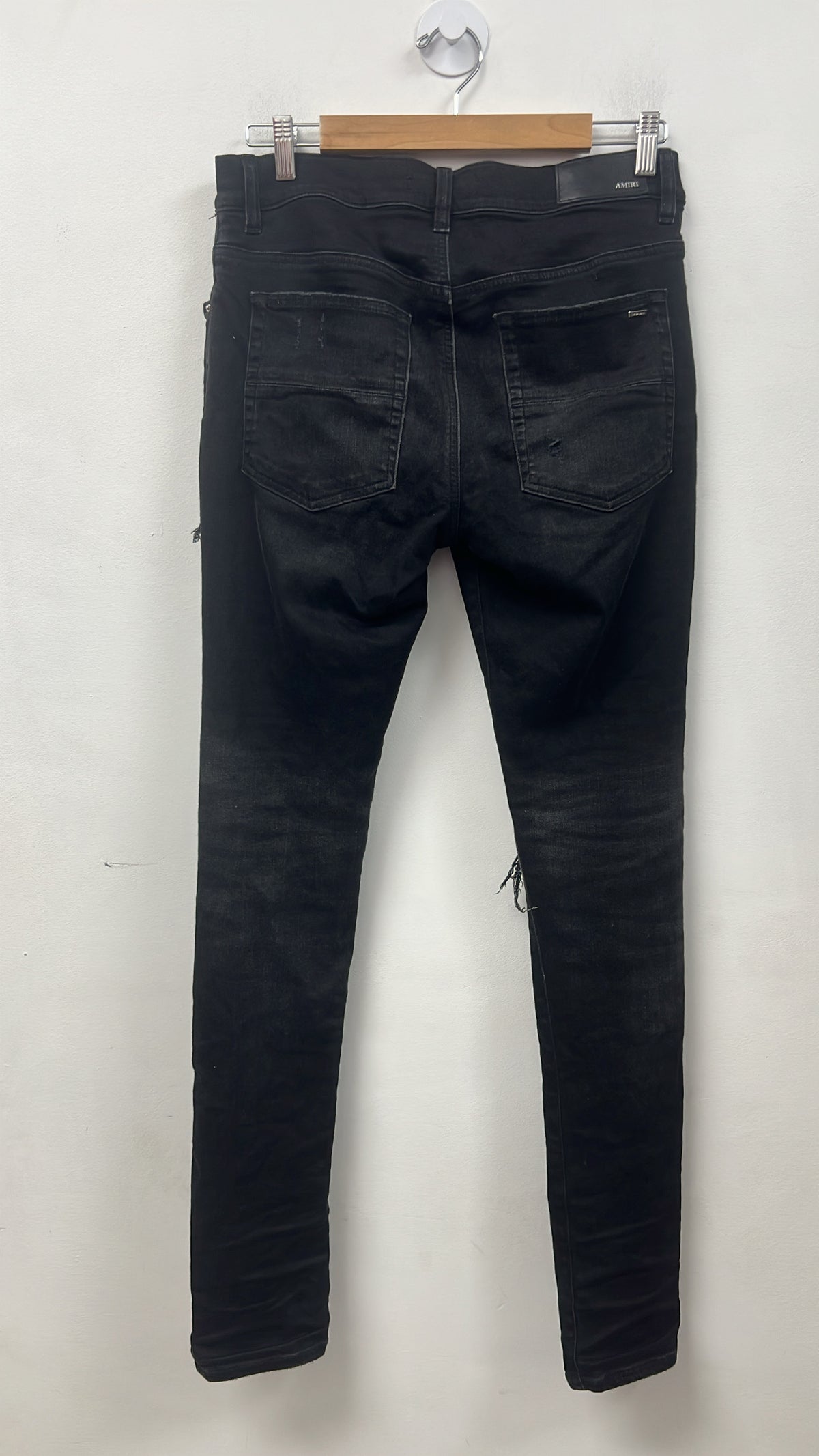 Amiri MX1 Black Wash White Patch Jeans