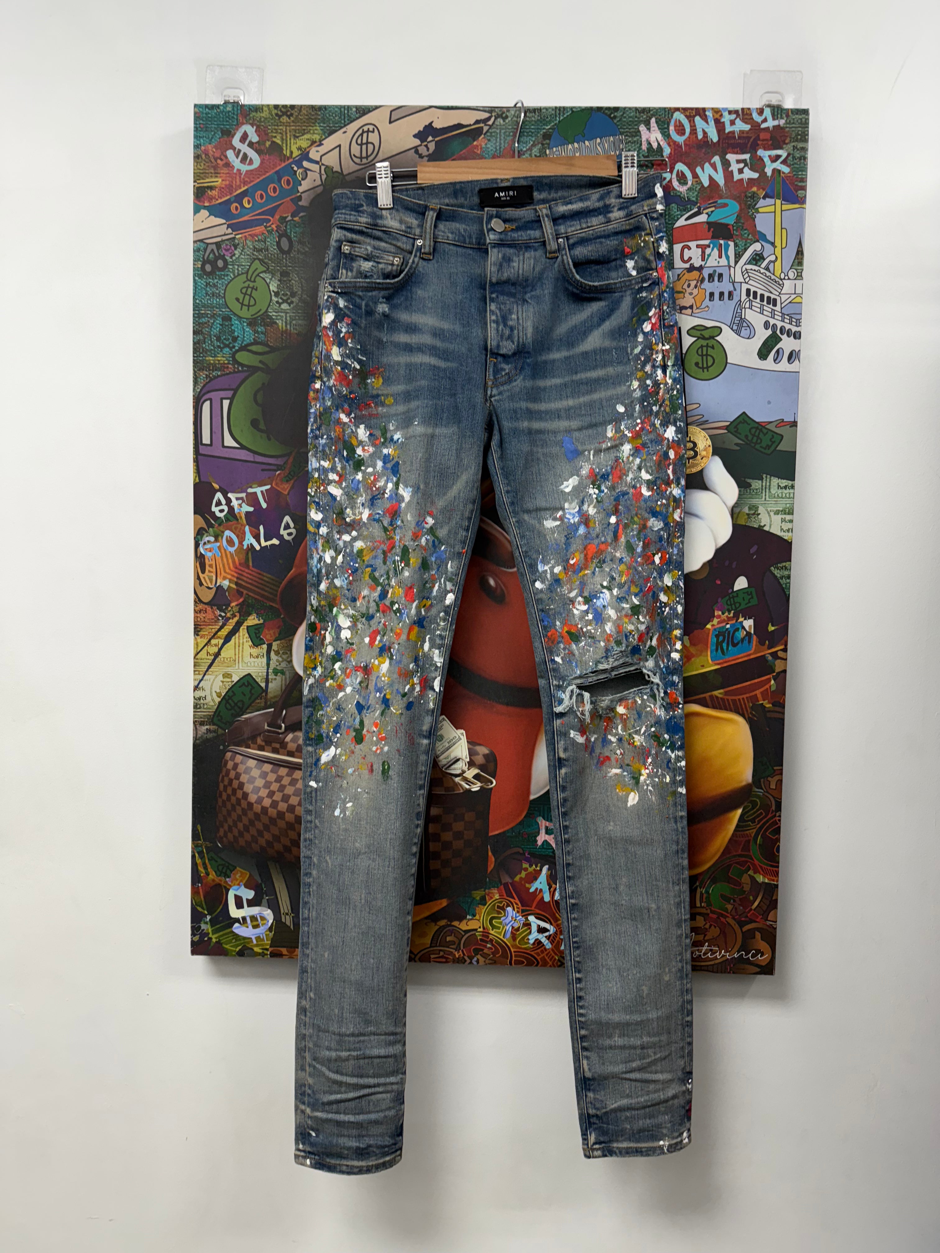 Amiri Light Wash Painter Splatter Jeans