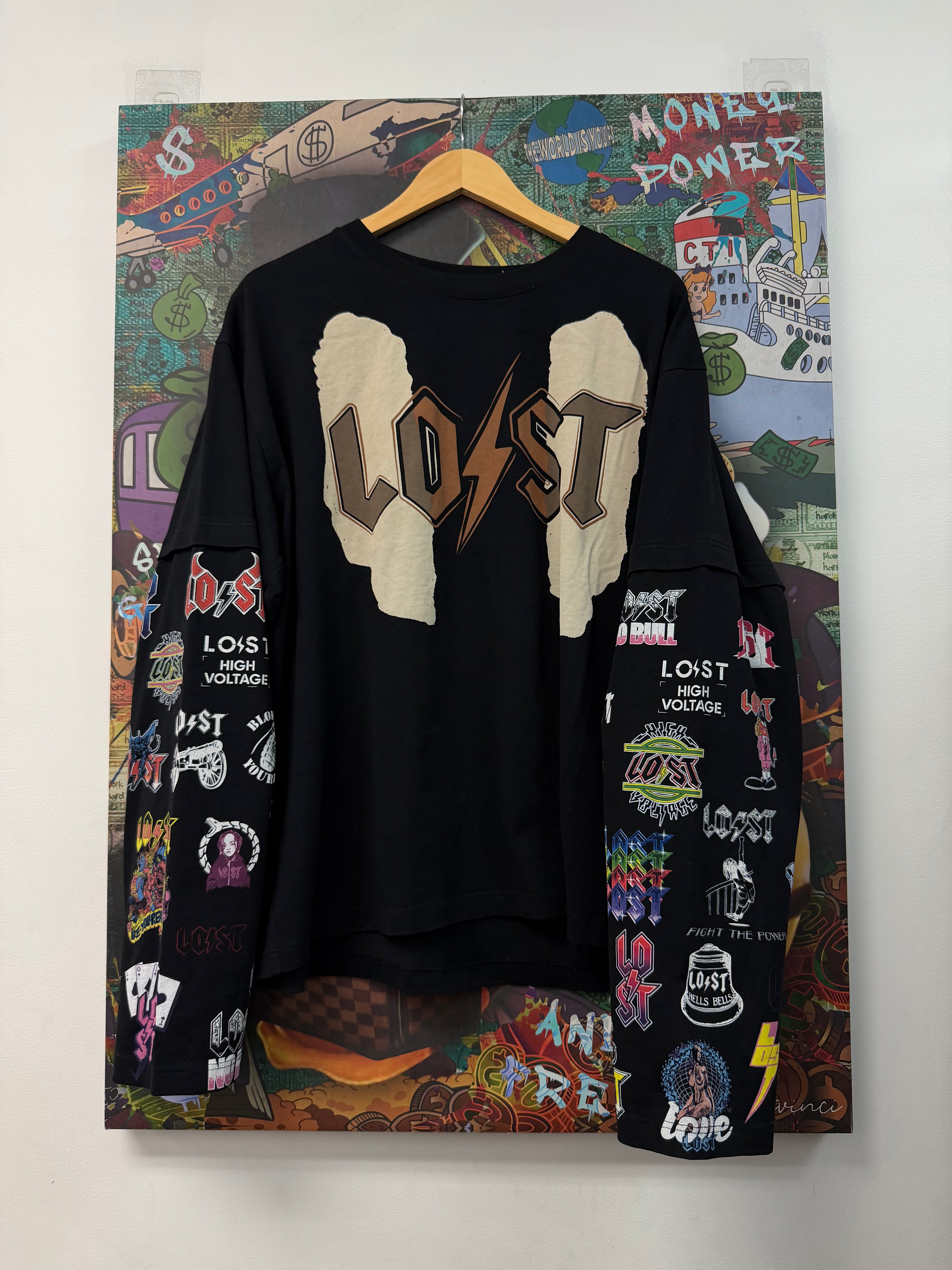 Lost Intricacy Black Multi Logo LS Shirt