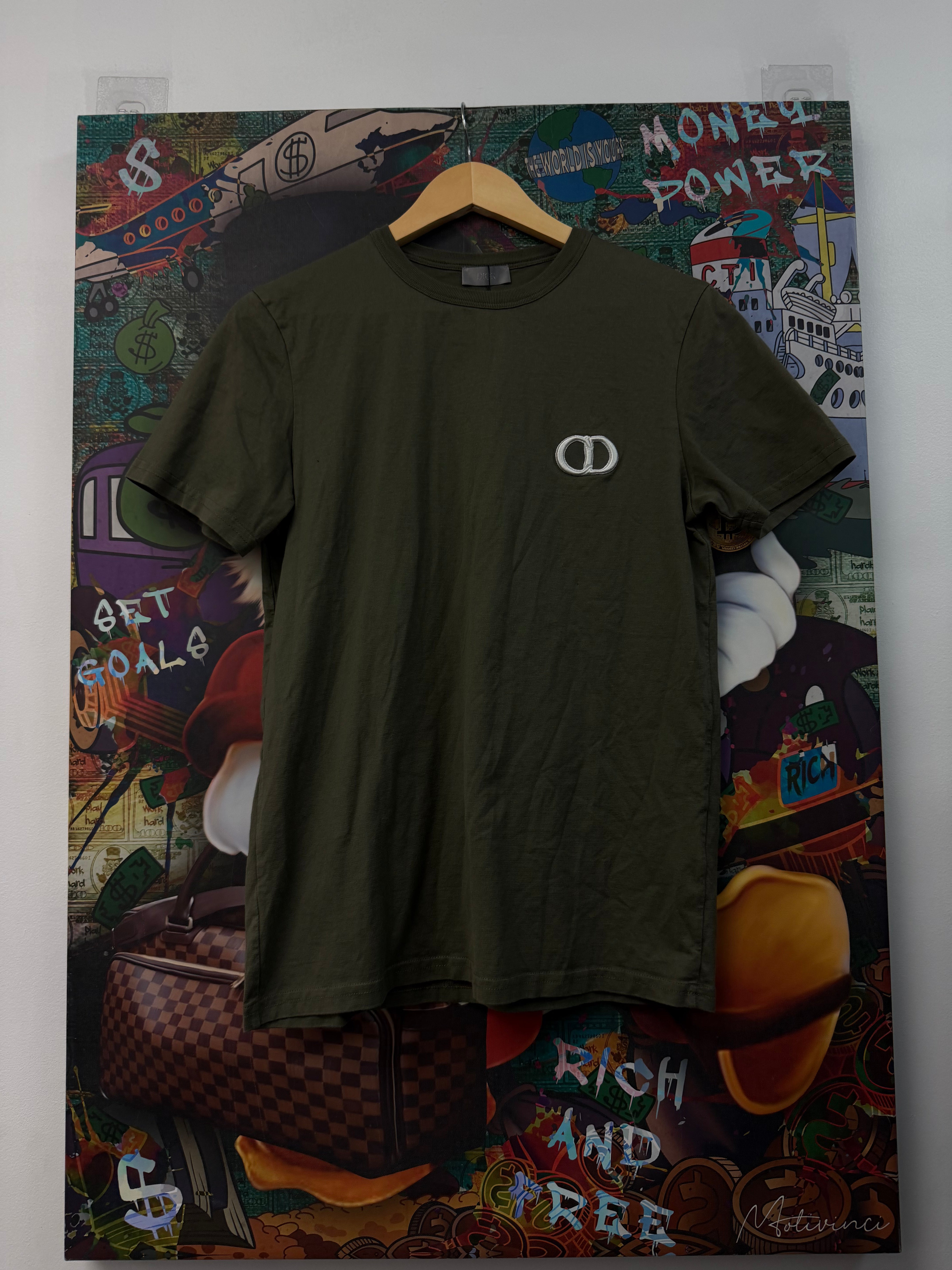 Dior Olive White CD Logo Tee